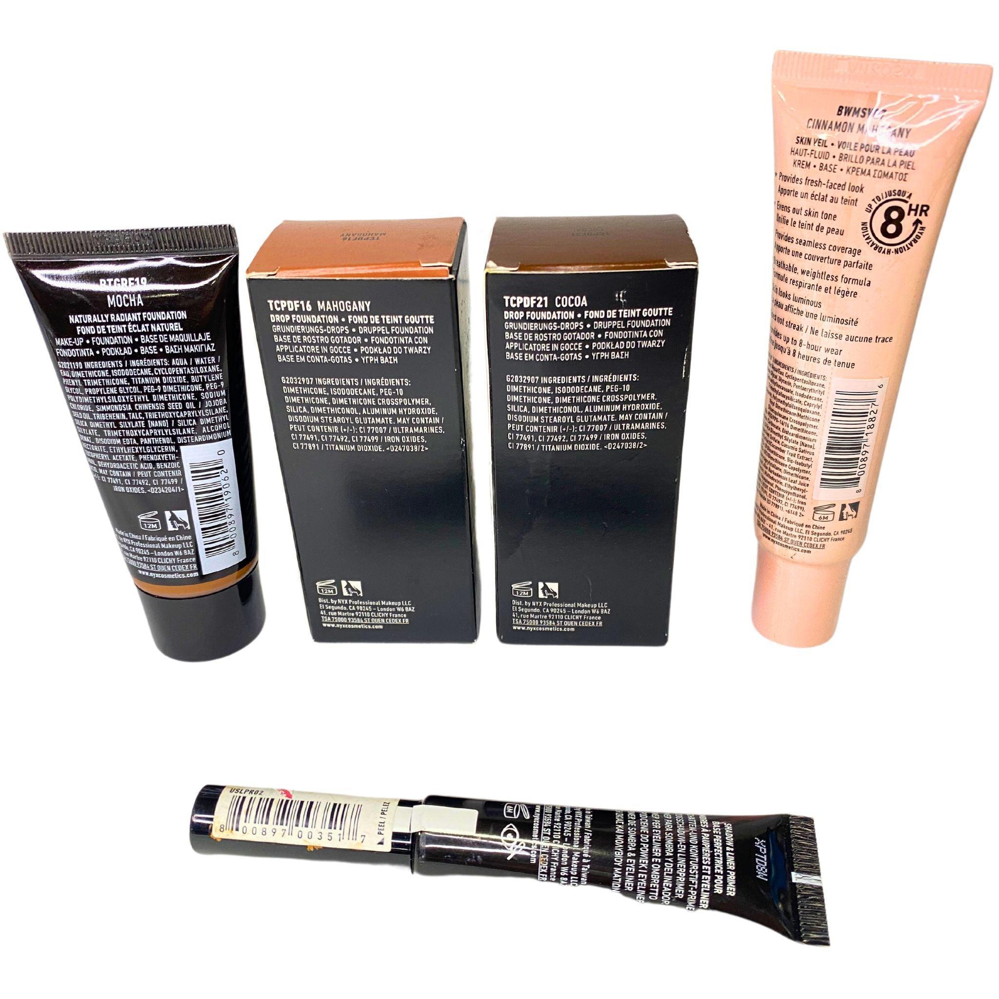 NYX Assorted Foundations & Shadow + Liner Primer (50 Pcs Lot) - Professional Makeup Kit for Contouring, Highlighting & Long-Lasting Eye Makeup - Perfect for Salons, Makeup Artists & Beauty Enthusiasts