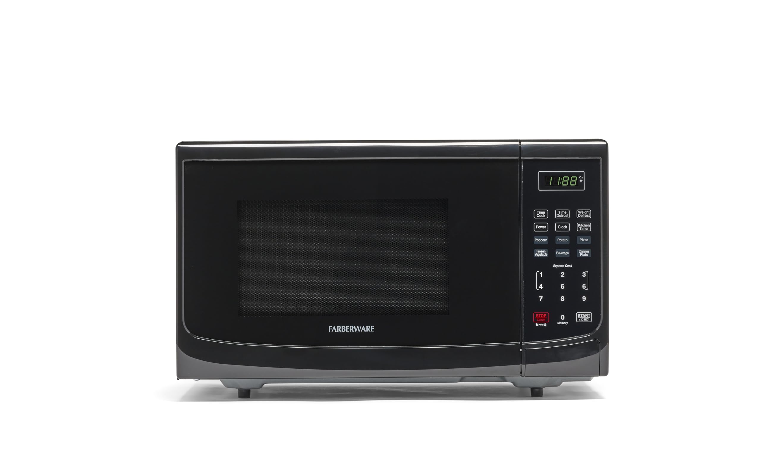 Farberware 0.9 Cu. Ft 900W Countertop Microwave Oven with LED Lighting & Child Safety Lock - Retro Black Design with Easy-Clean Grey Interior - Perfect for Small Kitchens, Apartments, Dorm Rooms & Office Breakrooms