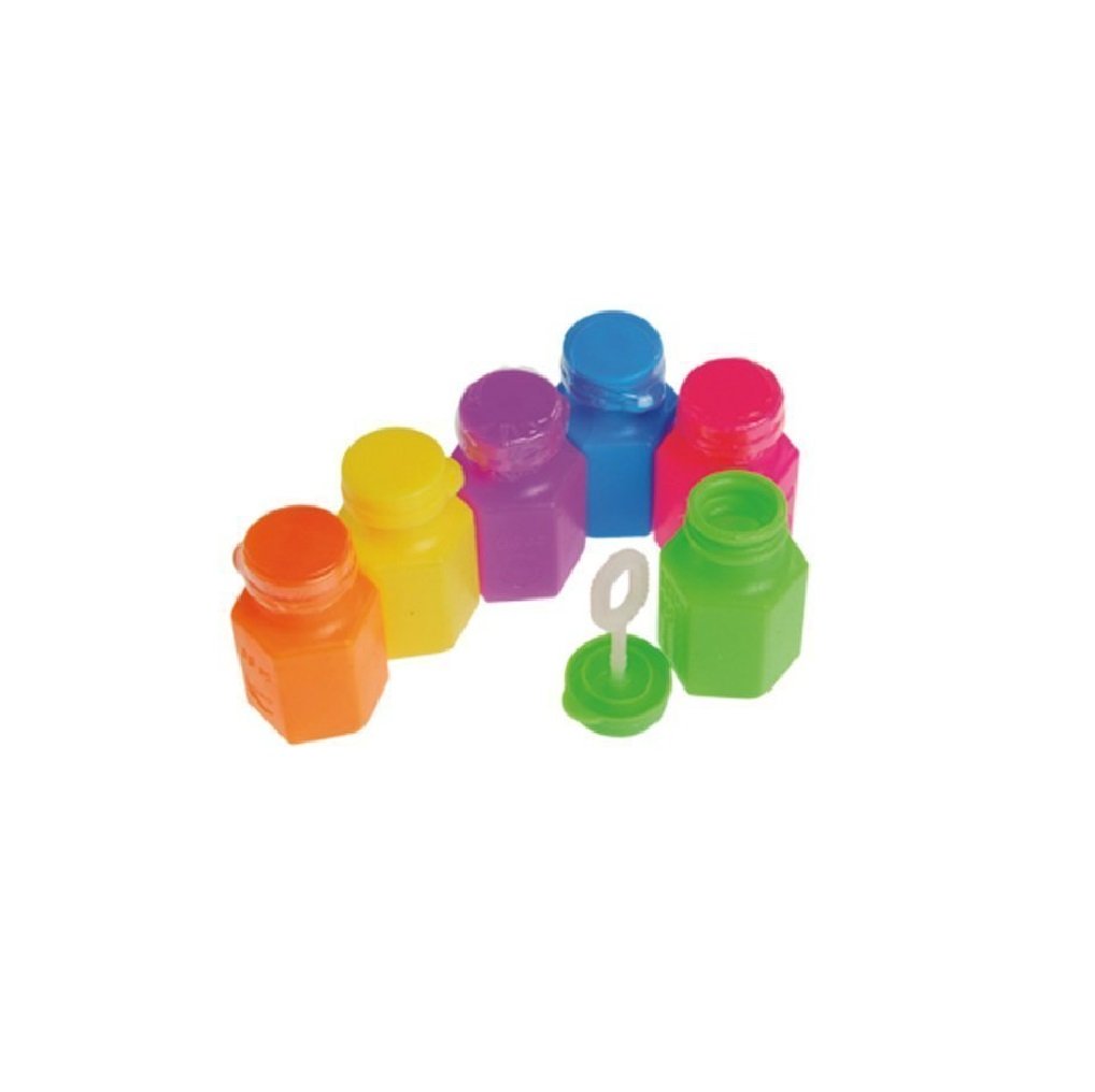 Neon Party Bubbles Toy - 4 Pack of 12 Colorful Bubble Wands for Kids Birthday Parties, Outdoor Events & Summer Fun