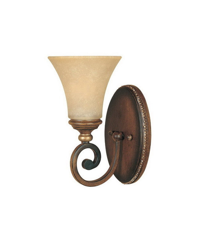 Designer Fountain Lighting 81501 BWG Montreaux Collection - Single Light Wall Sconce in Burnt Walnut with Gold Accents Finish - Perfect for Living Room, Bedroom, or Hallway Decoration