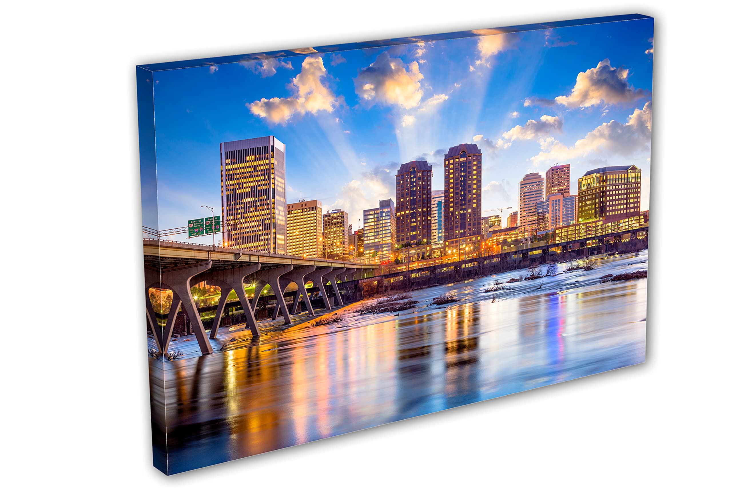 24x16 Richmond Virginia Canvas Print - USA Skyline Wall Art for Home & Office Decor | Perfect for Living Room, Bedroom & Office Spaces