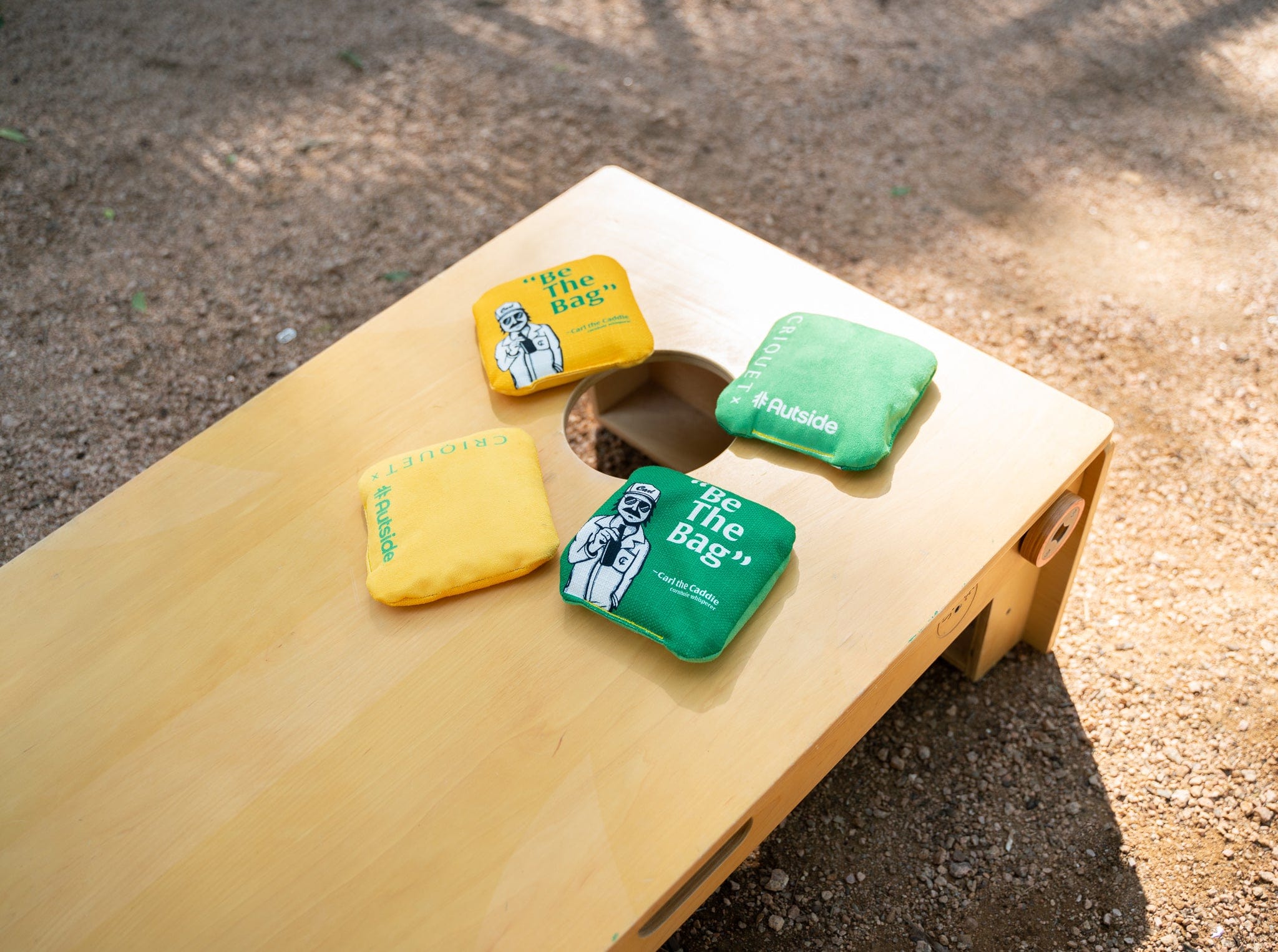 Autside x Criquet Natural Wooden Bags & Boards Set - Premium Cornhole Game for Outdoor Parties, Backyard BBQ, and Tailgating