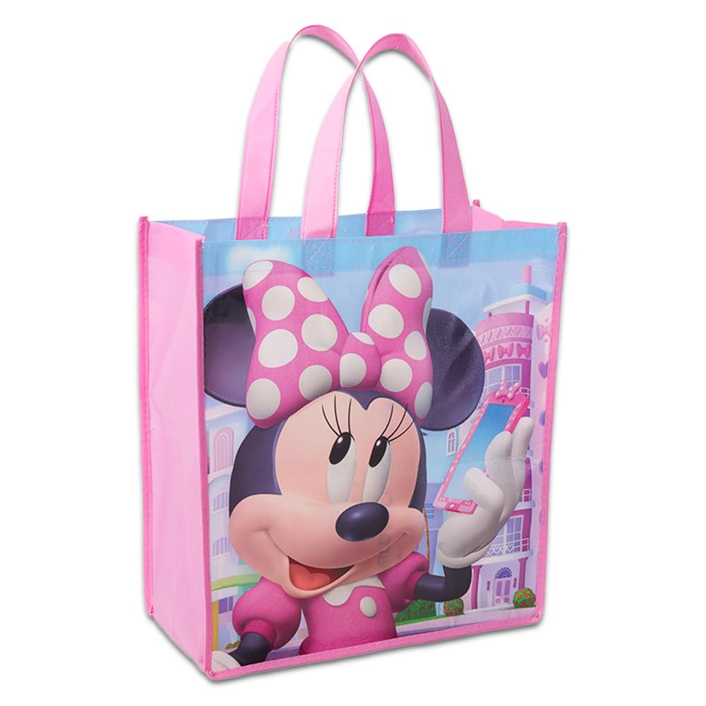Minnie Mouse Tote Bags 2-Pack - Large Reusable Grocery Shopping Bags with Minnie Mouse Design & Bonus Stickers - Perfect for Disney Fans, Grocery Trips & Beach Outings