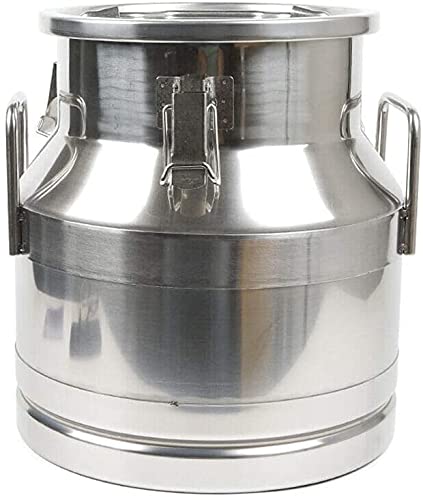 Premium 304 Stainless Steel Milk Can with Airtight Lid - 20L/5.25 Gallon Heavy Duty Milk Bucket, Wine Pail & Multipurpose Storage Container for Farm, Dairy, Brewing, and Home Use