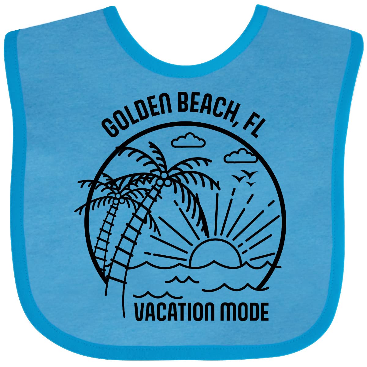 Inktastic Summer Vacation Mode Golden Beach Florida Baby Bib - Soft Cotton Drool Bib for Infants & Toddlers - Perfect for Beach Trips, Travel, and Everyday Use