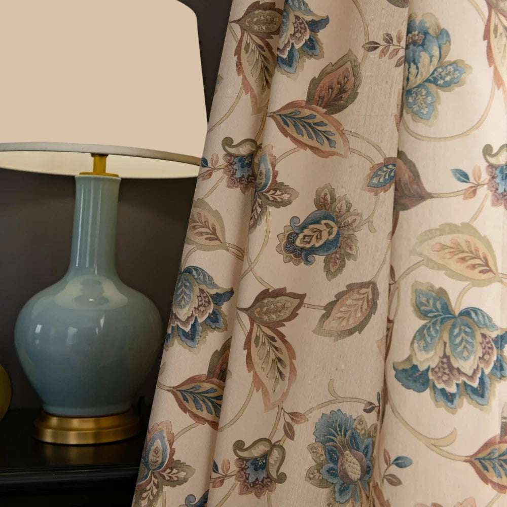 French Country Floral Blackout Curtains - Custom Room Darkening Window Drapes for Bedroom & Living Room - Elegant Home Decor with Light Blocking Feature