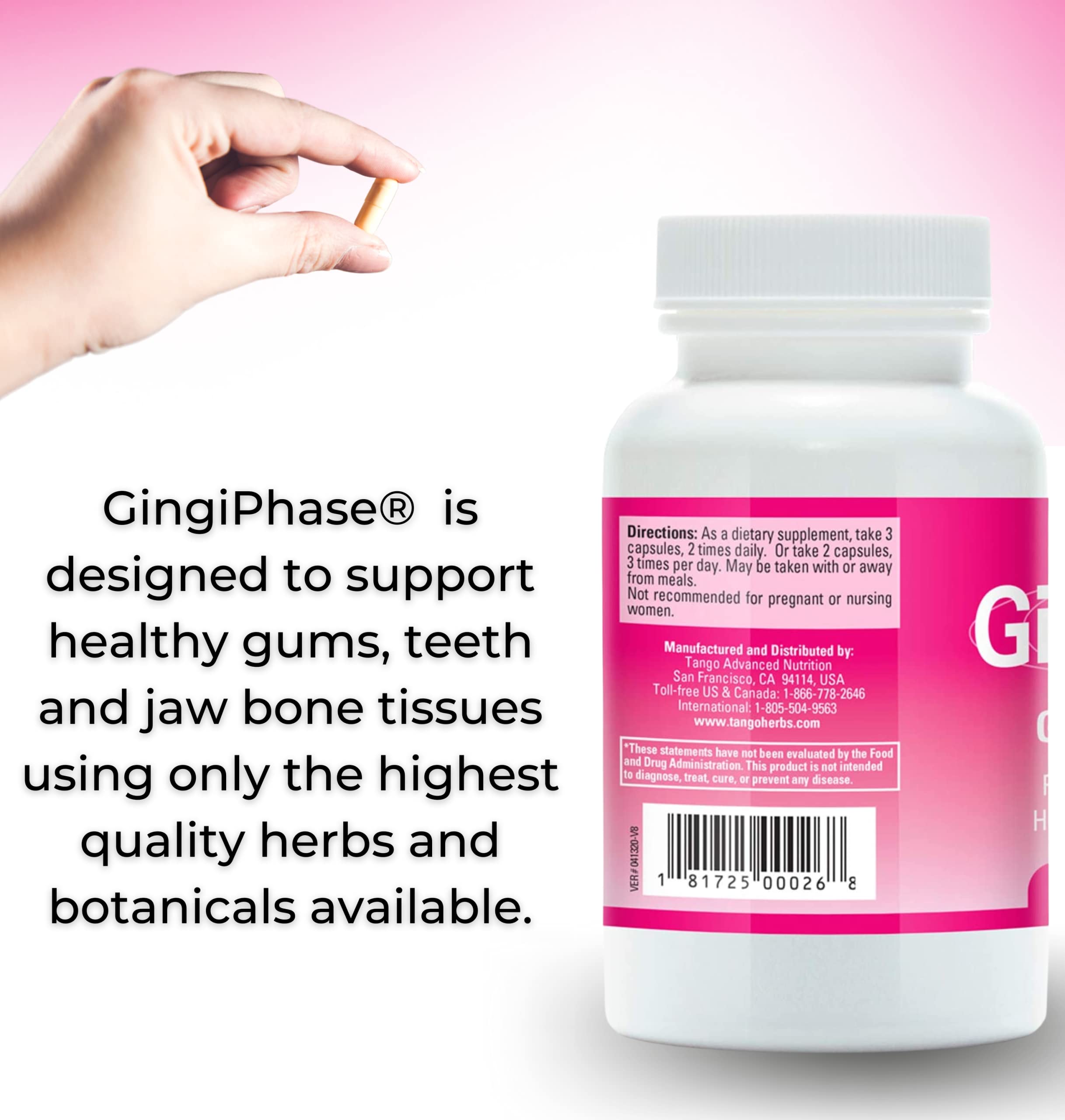 GingiPhase Natural Herbal Dental Support Supplement - Promotes Healthy Gums, Strong Teeth & Improved Jaw Circulation (120 Capsules) | Oral Care for Adults, Gum Health Maintenance & Teeth Protection