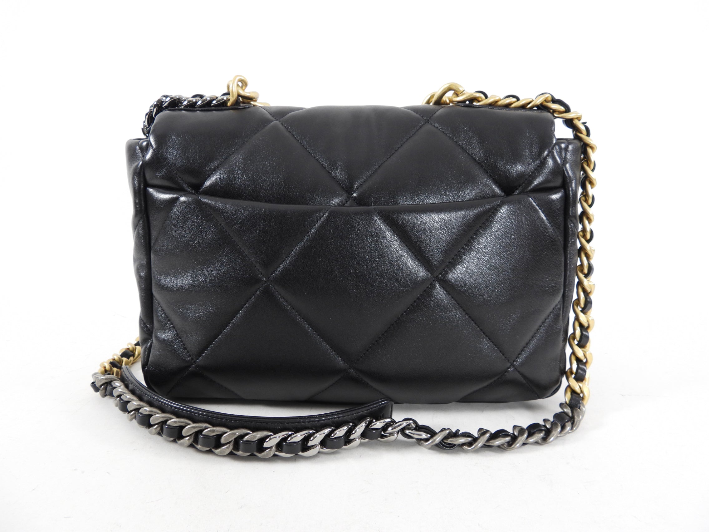 Chanel Black Quilted Leather 19 Chain Flap Bag - Luxury Designer Handbag for Women | Perfect for Evening Parties, Date Nights & Special Occasions
