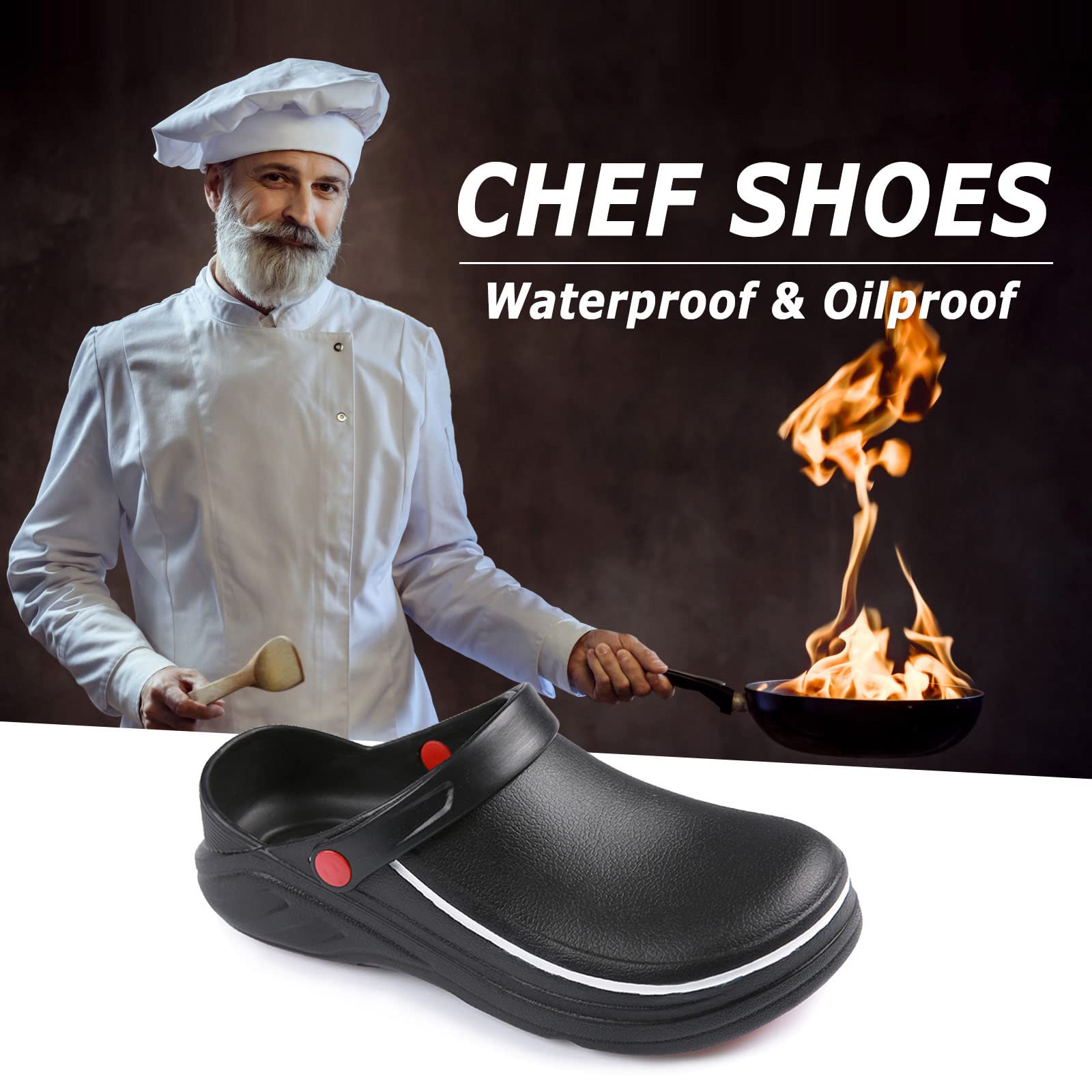 **Non-Slip Waterproof Chef Shoes for Men & Women – Oil-Resistant Kitchen Clogs for Food Service, Nursing & Gardening – Comfortable Work Shoes for Professionals**    *(Perfect for chefs, nurses, gardeners & food service workers – ideal for wet, oily & slippery surfaces!)*