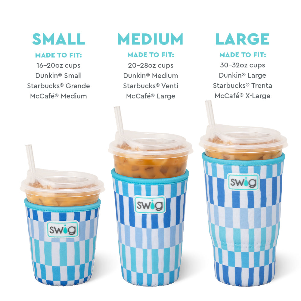 Premium Glacier Stripe Large Iced Cup Coolie - Insulated Stainless Steel Tumbler for Cold Drinks, Perfect for Summer, Beach, and Outdoor Activities