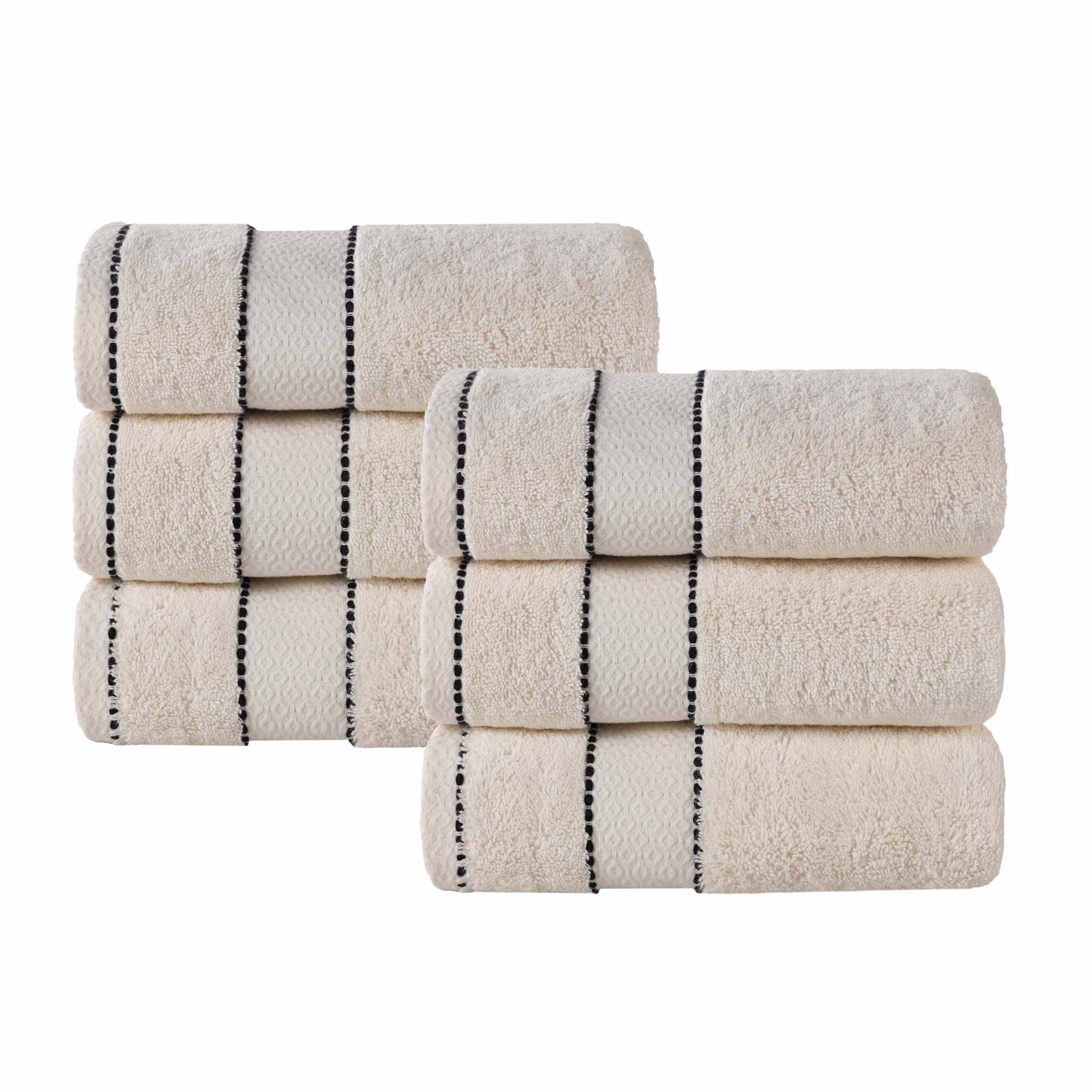 Premium Giza Cotton Dobby Hand Towels - Ultra Absorbent Set of 6 - Made in Egypt - Soft & Luxurious Bath, Kitchen & Guest Towels for Spa, Hotel & Home Use