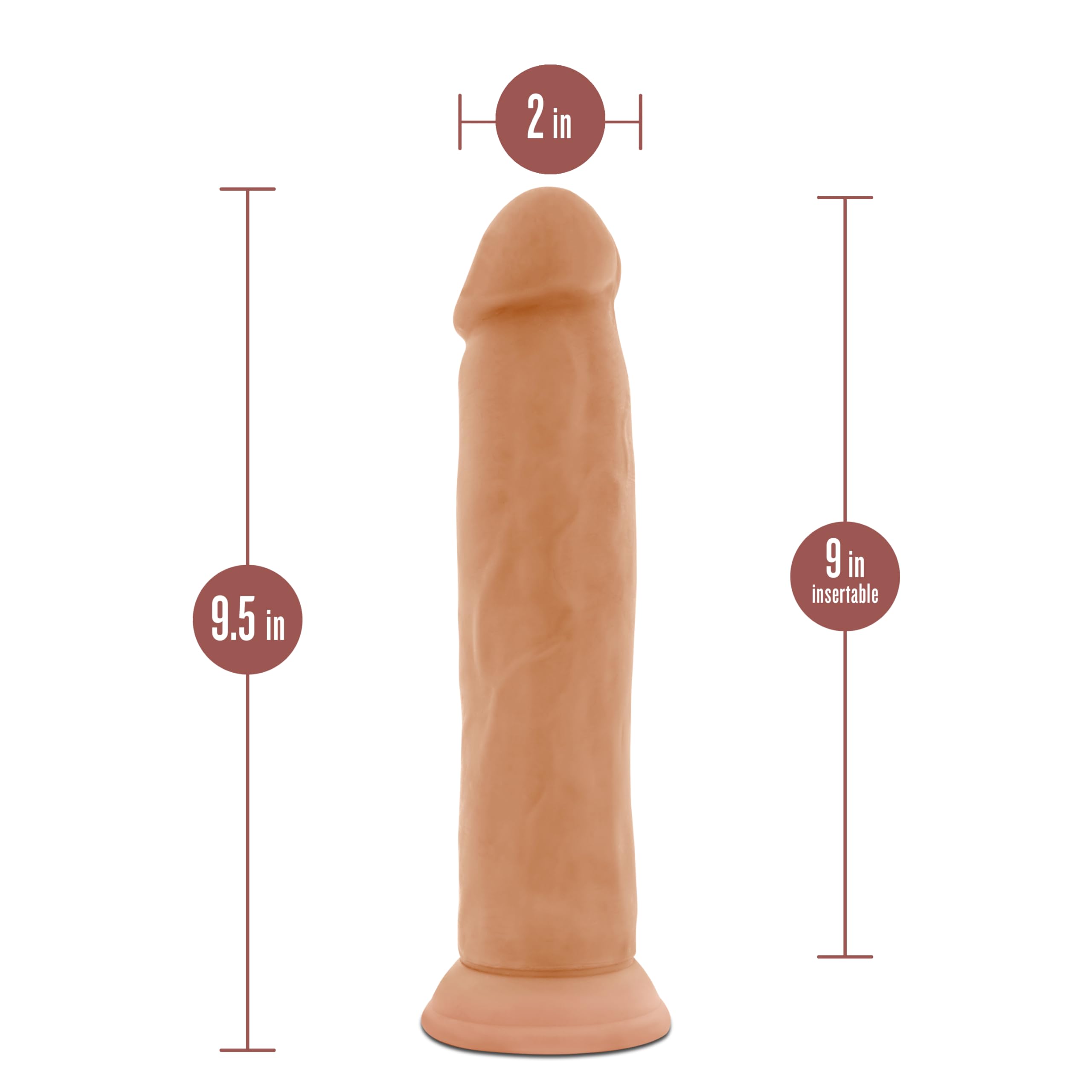 Blush Novelties Au Naturel Carlos - 9 Inch Realistic Dual Density Dildo with Sensa Feel Technology, Flexible Shaft & Suction Cup Base - Strap-On Compatible Sex Toy for Couples & Solo Play - Perfect for BDSM, Roleplay & Hands-Free Pleasure