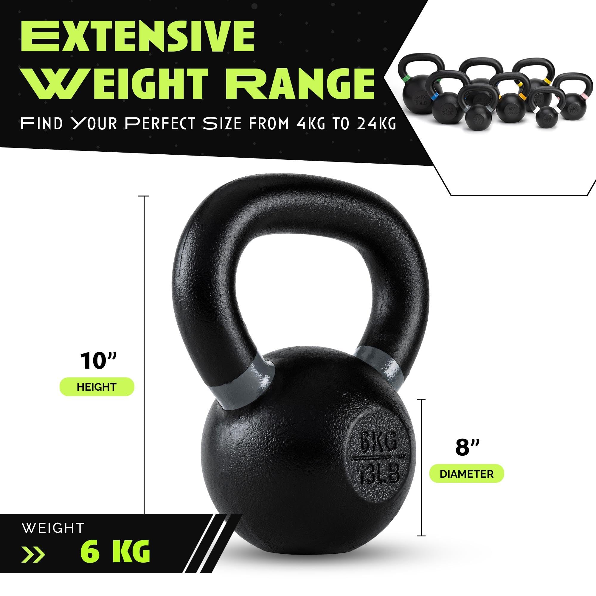 Premium Cast Iron Kettlebells - No-Welded Joints, Wide Handle for Strength Training - Durable Powder Coated Kettlebell Weights Set for Men & Women - Perfect for Home Gym, CrossFit, and Functional Fitness Workouts
