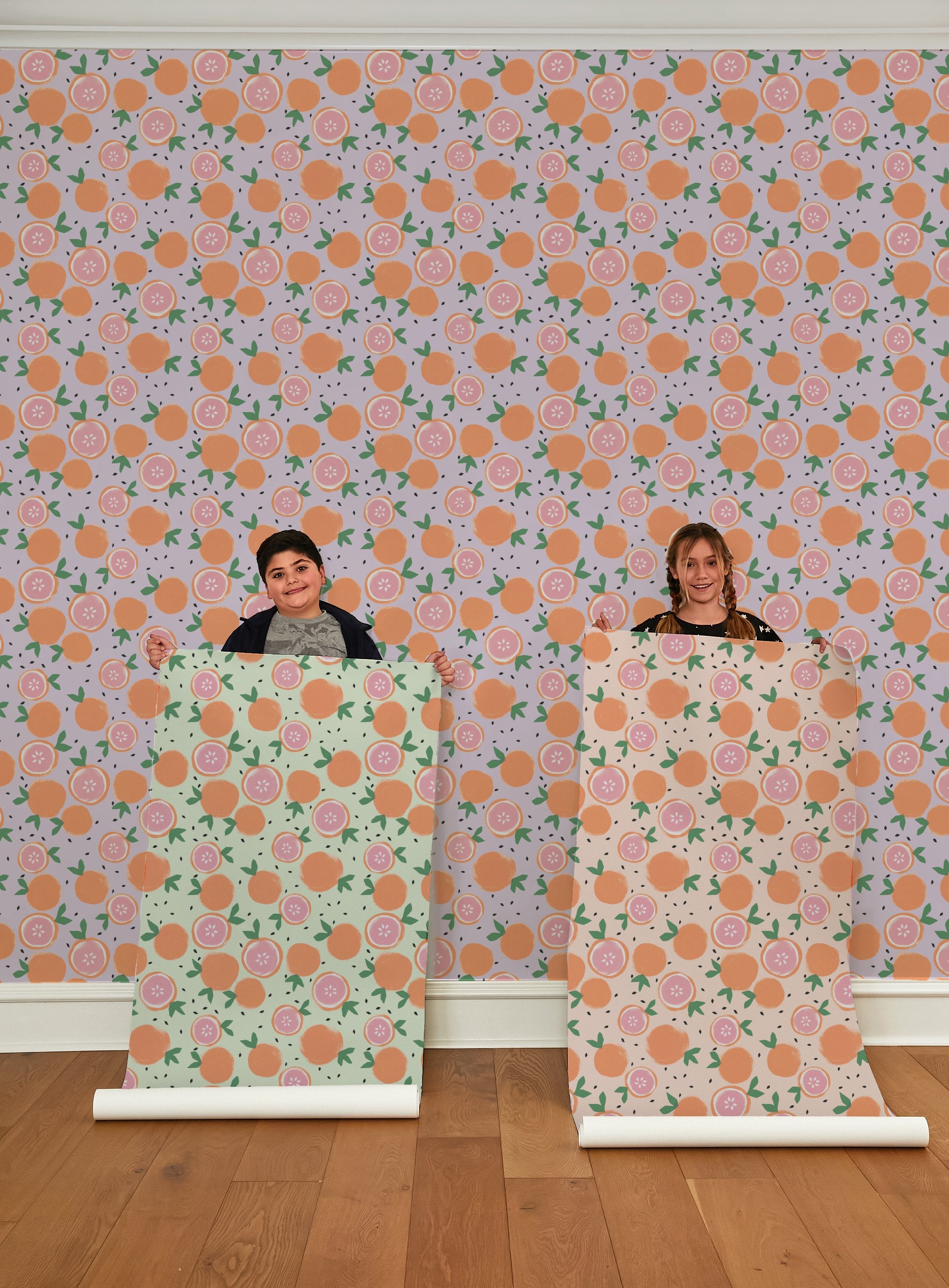 Grapefruit Floral Wallpaper - Peel & Stick Removable Wallpaper for Bedroom, Bathroom, Kitchen Decor | Tea Collection Lavender Design | Perfect for Accent Walls & Home Renovation