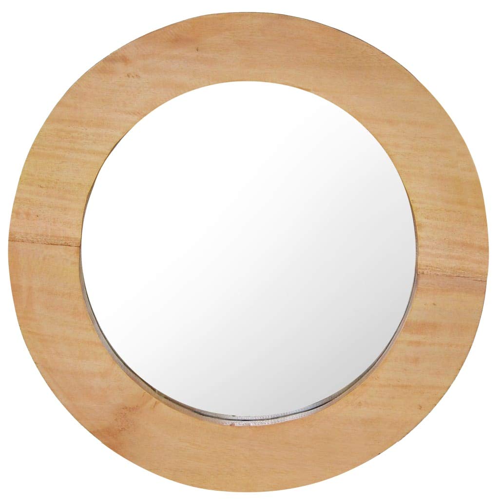 Rustic Teak Wood Round Wall Mirror 15.7