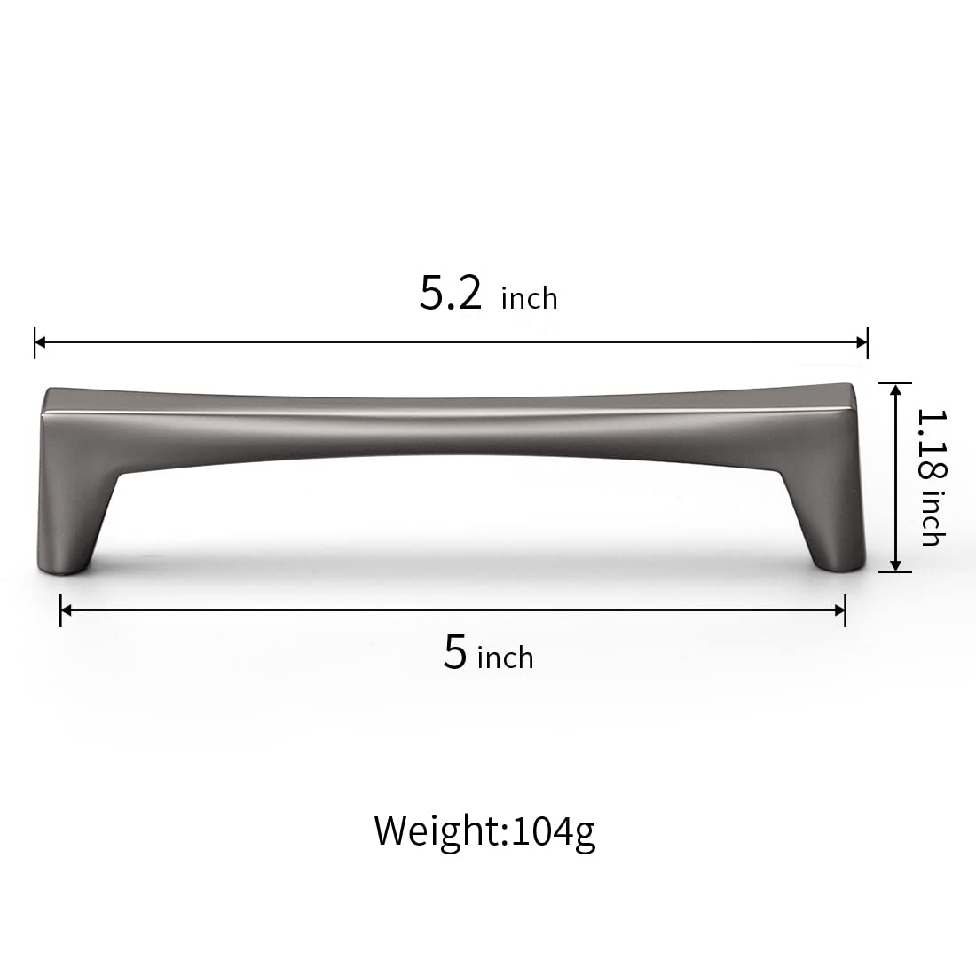 10 Pack Dark Gray Solid Cabinet Pulls - 5 Inch Hole Center, Black Nickel Zinc Alloy Kitchen Drawer Handles for Furniture, Dresser, Wardrobe & Closet - Perfect for Modern Home & Office Cabinetry