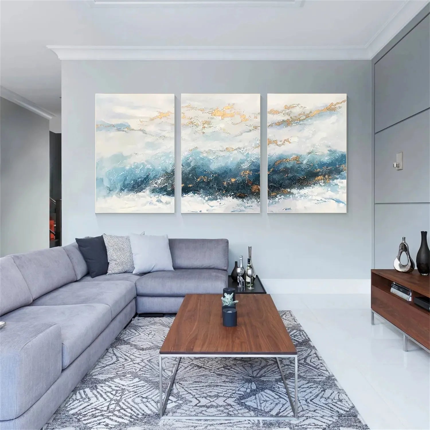 Abstract Painting Set of 3 - Modern Canvas Wall Art #AB229 | Perfect for Living Room, Bedroom & Office Decor