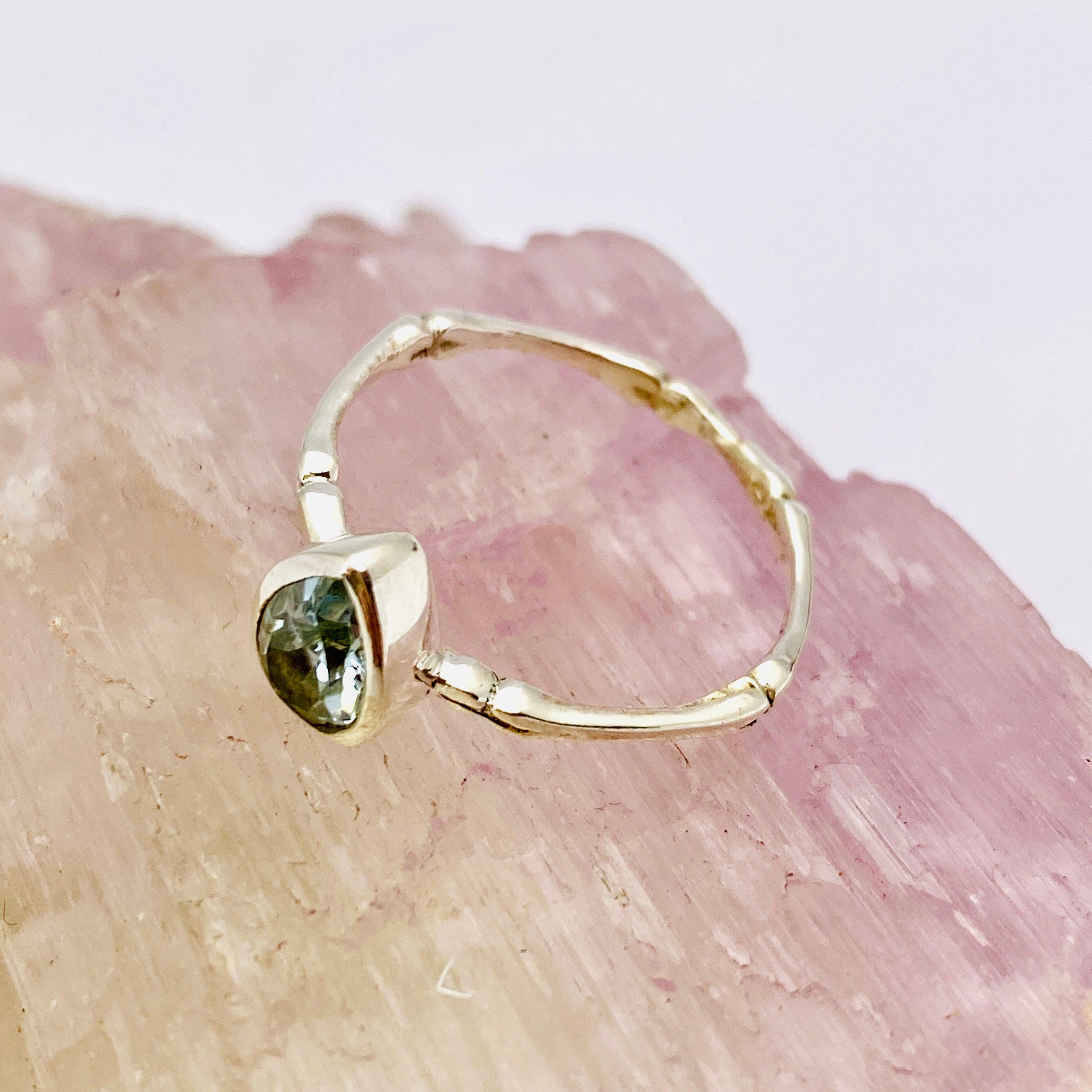 Blue Topaz Faceted Teardrop Fine Band Ring - Sterling Silver 925, Size 5-10, Elegant Dainty Jewelry for Women - Perfect for Weddings, Anniversaries & Special Occasions