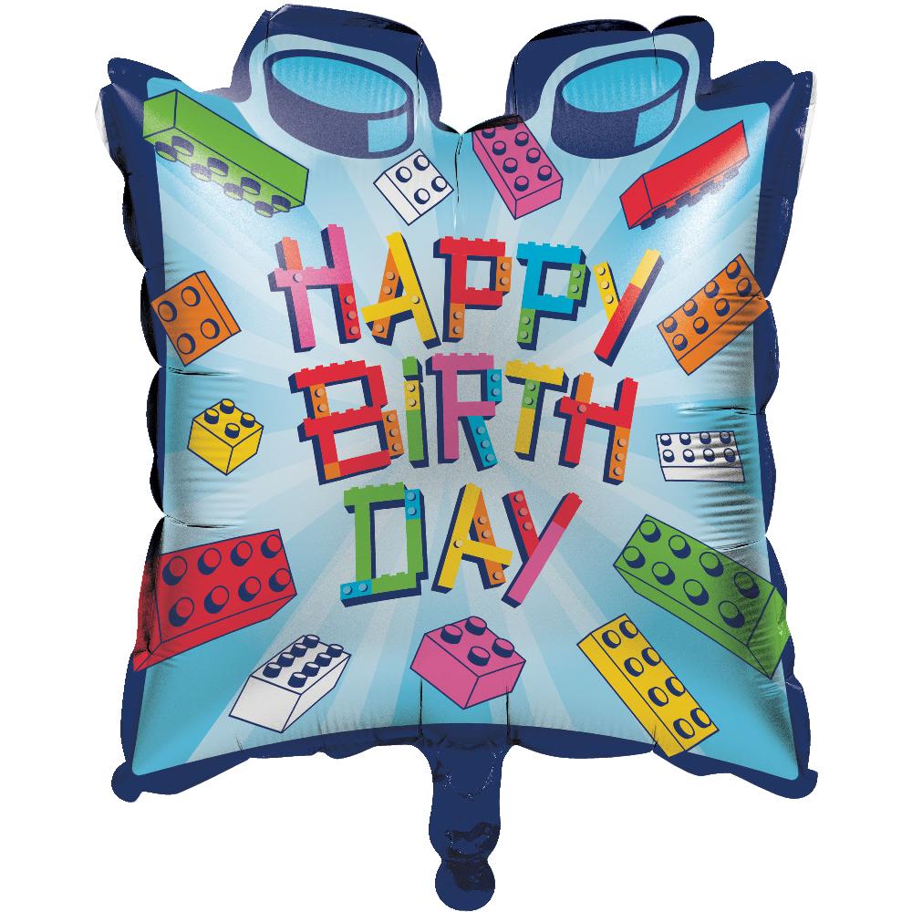 10-Piece Bulk Block Bash Happy Birthday Toy Blocks & Balloons Set - Perfect for Kids' Birthday Parties, Decorations, and Fun Playtime