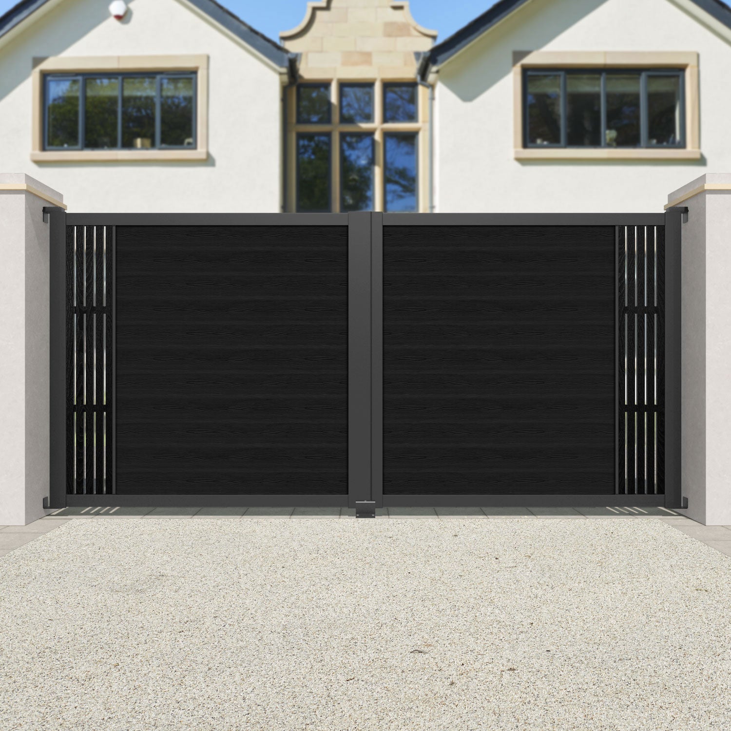 Classic Black Aspen Straight Top Driveway Gate - Durable Metal Fence Gate for Home Security & Privacy - Perfect for Residential Driveways, Backyards, and Property Entrances