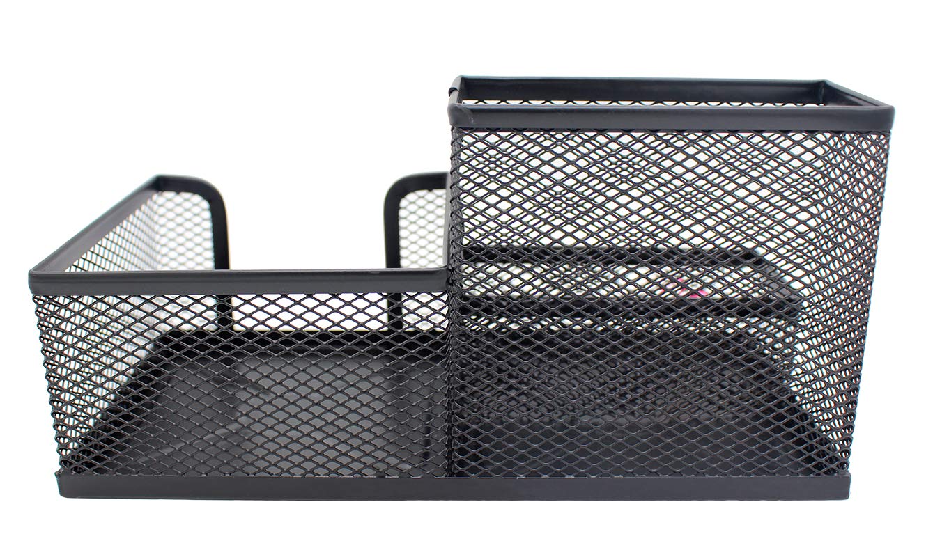 Xiaoyu Mesh Desk Organizer with 3 Dividers - Perfect for Office Supplies, Sticky Notes, Paper Clips & Pens | Stylish Home & Office Storage Solution for Desk Organization