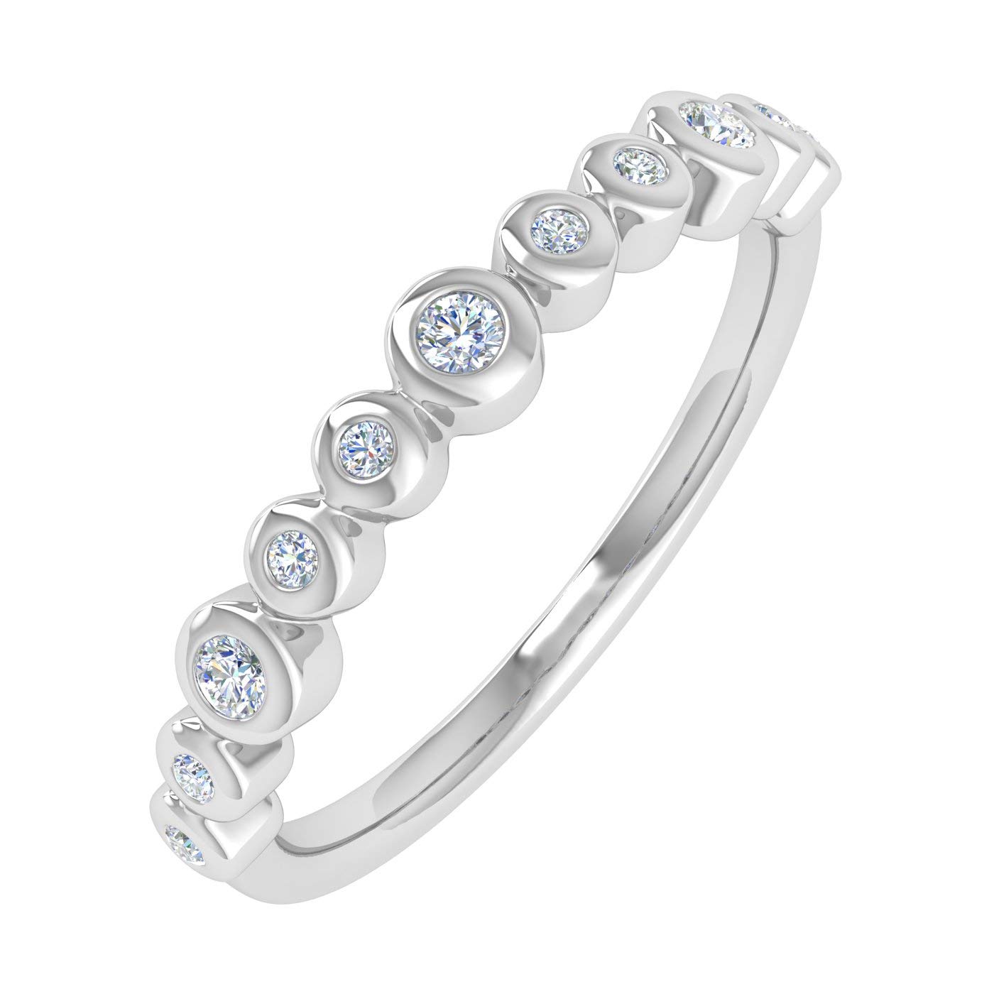 1/5 Carat Diamond Wedding Band Ring - 10K Gold Bezel Set Engagement Ring for Women - Perfect for Anniversaries, Proposals & Bridal Jewelry Gifts