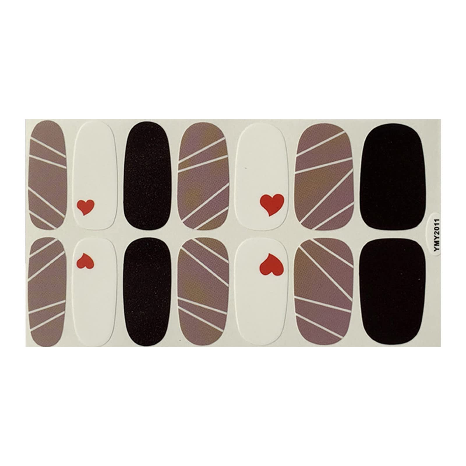 Valentine's Day Nail Stickers for Women - Self-Adhesive Nail Art Decals, Full Set of Gray Polish Stickers for DIY Manicure | Perfect for Date Night, Parties & Special Occasions