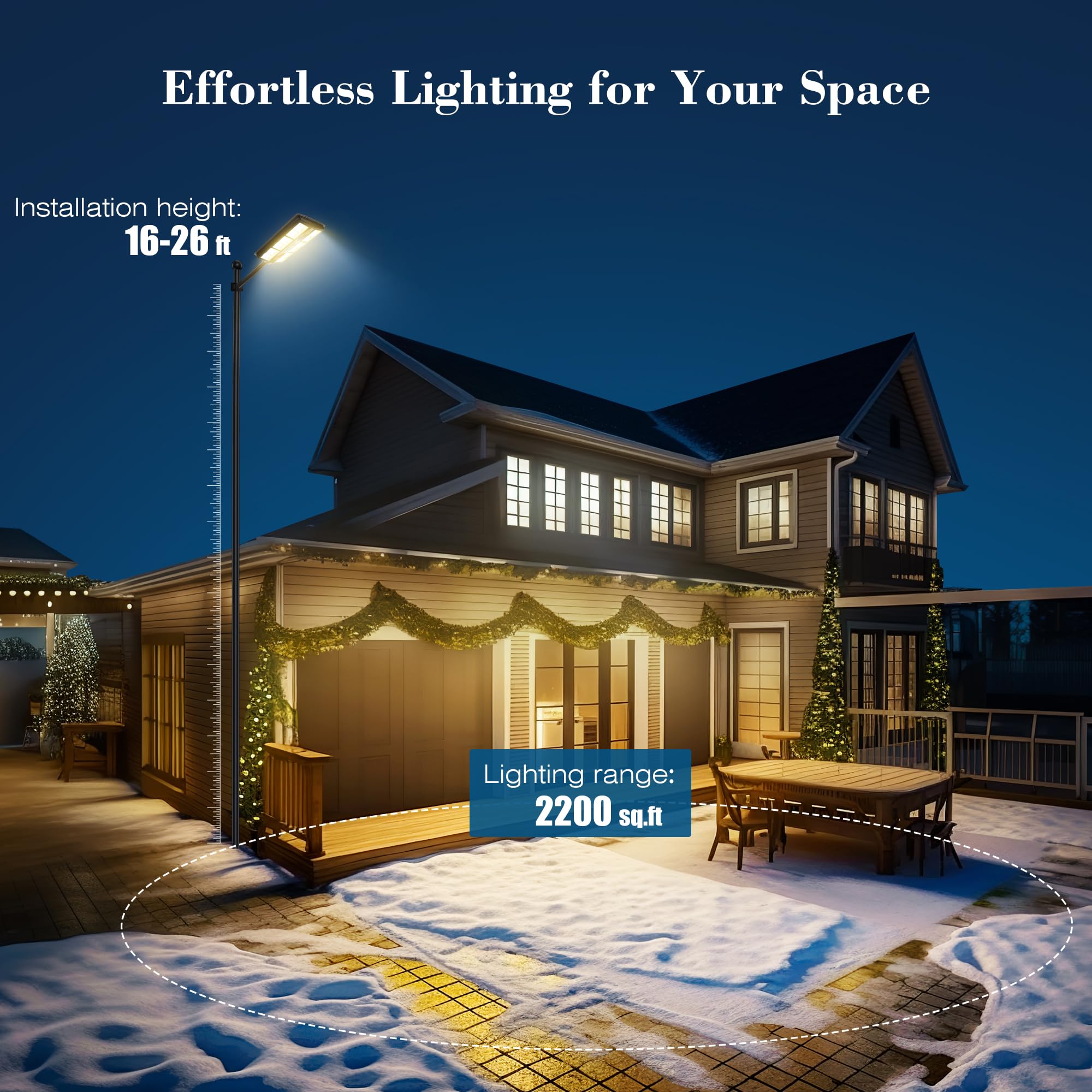 3800W Solar Street Lights Outdoor Waterproof - Wide Angle Solar Powered Parking Lot Lights with Dusk to Dawn & Motion Sensor for Yard, Garden, Pathway (2 Pack) - Energy Efficient Outdoor Lighting Solution