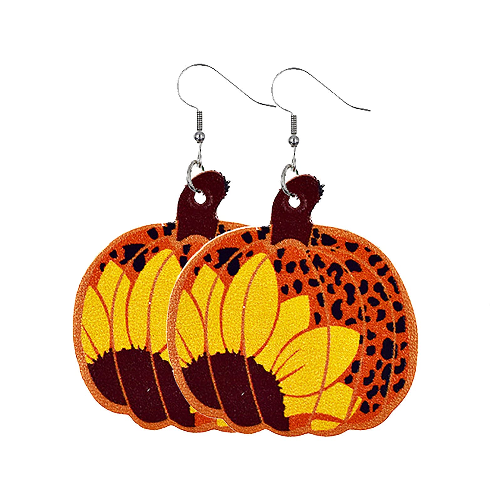 Pumpkin & Maple Leaf Leather Earrings - Thanksgiving Holiday Small Hoop Earrings for Women | Perfect for Fall Festivals, Thanksgiving Dinners & Autumn Outfits