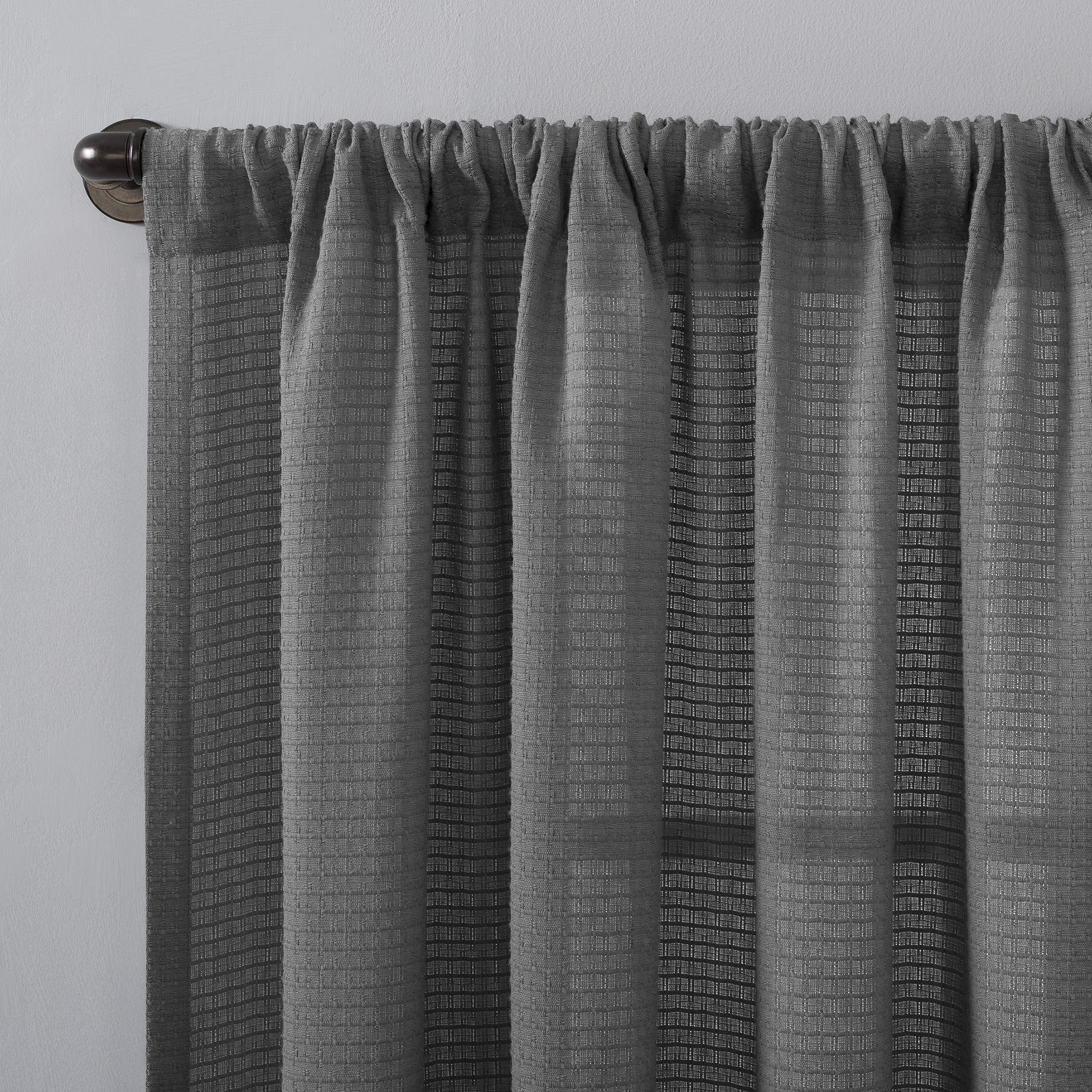 52 x 96 Inch Gray Waffle Texture Window Curtain Panel - Hypoallergenic, Pet Friendly & Dust Resistant for Living Room, Bedroom & Home Decor
