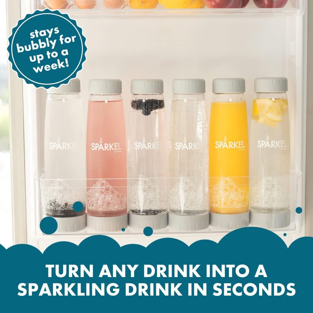 Spärkel Sparkling Water Maker Machine - Cherry Red Soda Stream Alternative with 5 Carbonation Levels | No CO2 Tank Needed | Uses Fresh Natural Ingredients | Perfect for Home, Office & Party Beverage Stations