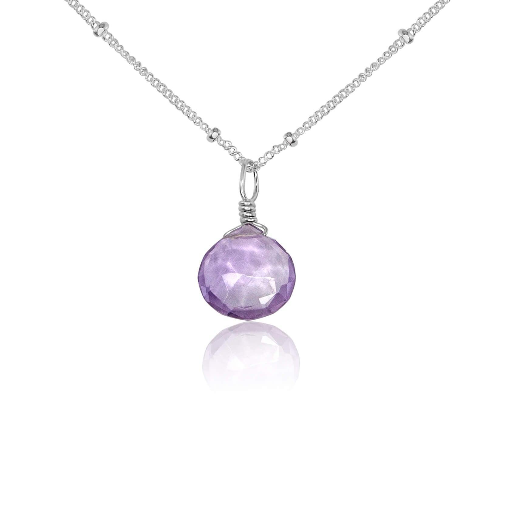 Pink Amethyst Teardrop Pendant Necklace - Dainty Crystal Jewelry for Women, Healing Stone Gift for Her | Perfect for Meditation, Yoga & Spiritual Healing