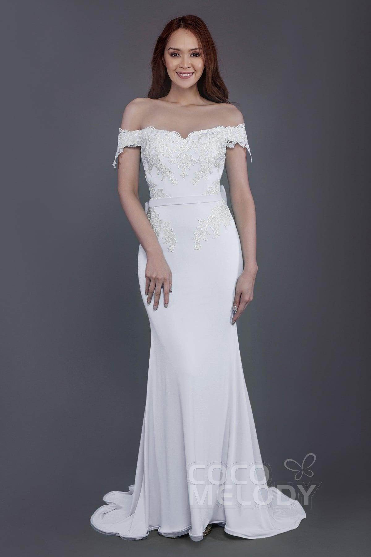Elegant Mermaid Sweep Train Knitted Fabric Bridesmaid Dress PR3497 - Perfect for Weddings, Proms & Formal Events