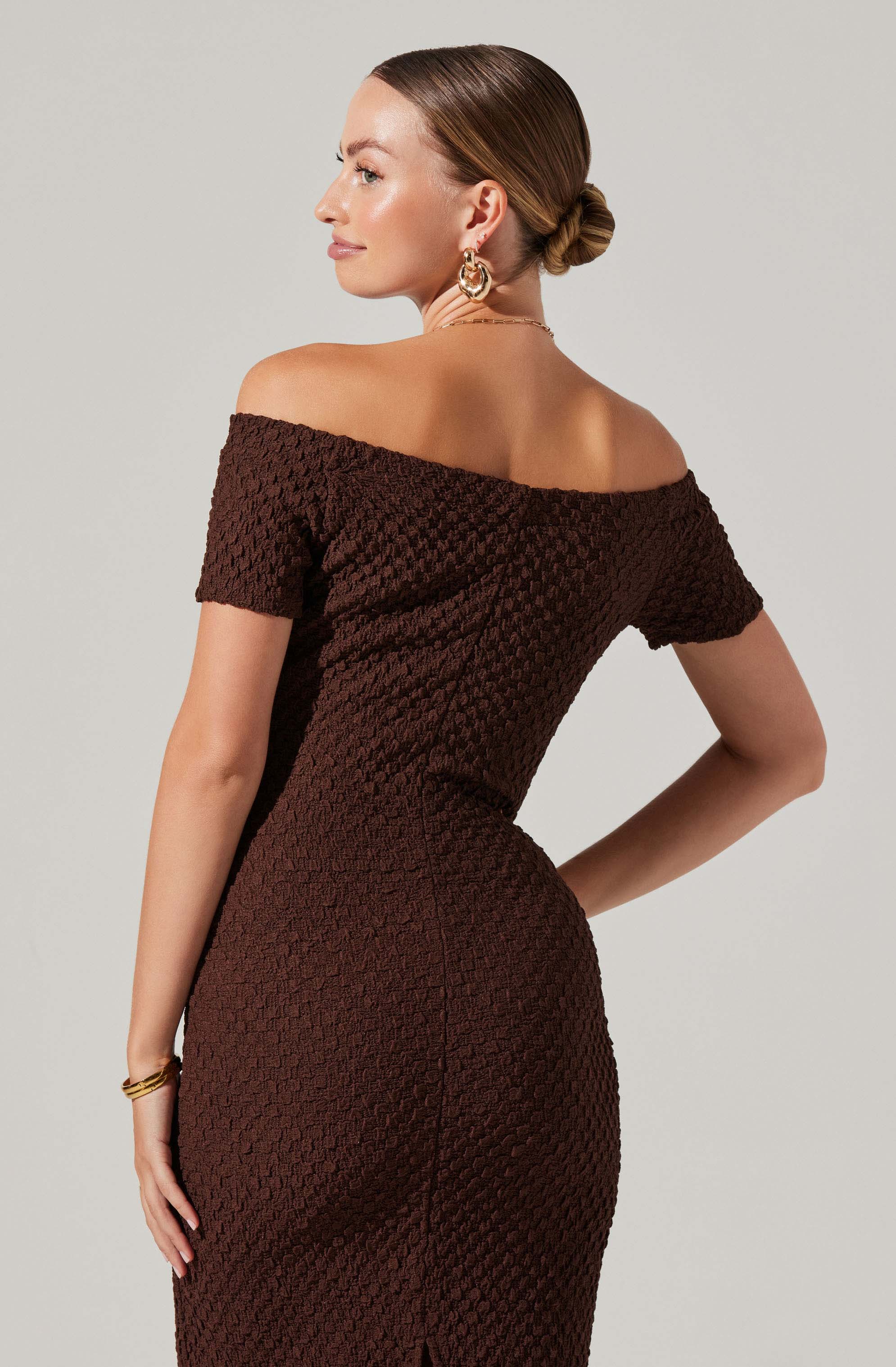 Promise Off Shoulder Midi Dress for Women - Elegant Floral Summer Dress with Ruffle Sleeves | Perfect for Beach Vacation, Date Night and Party Wear