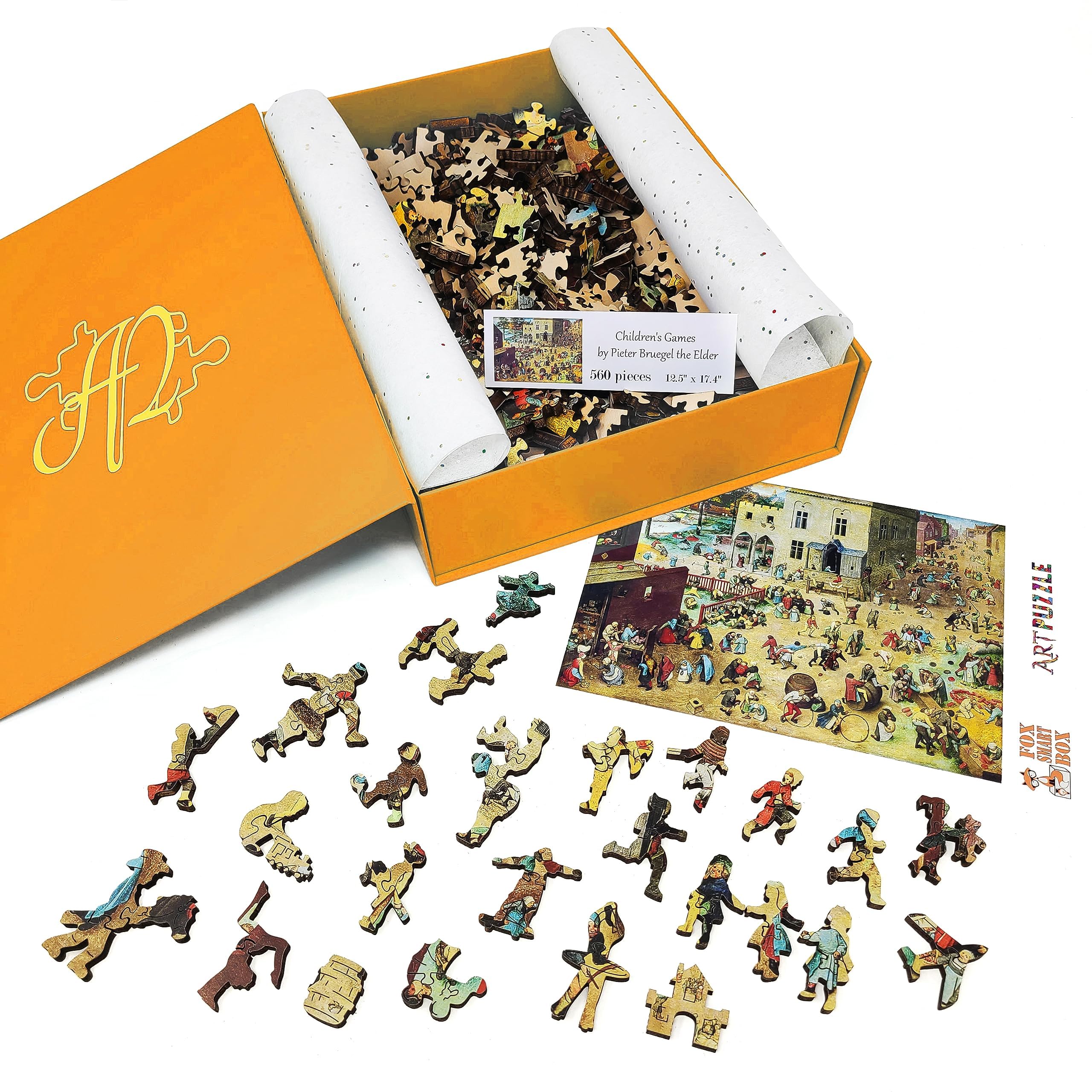 Premium 560-Piece Wooden Jigsaw Puzzle for Adults - Unique Shaped Pieces - Made in USA by FoxSmartBox - Challenging Brain Teaser & Family Game Night Activity - Perfect for Stress Relief, Cognitive Training & Parent-Child Bonding