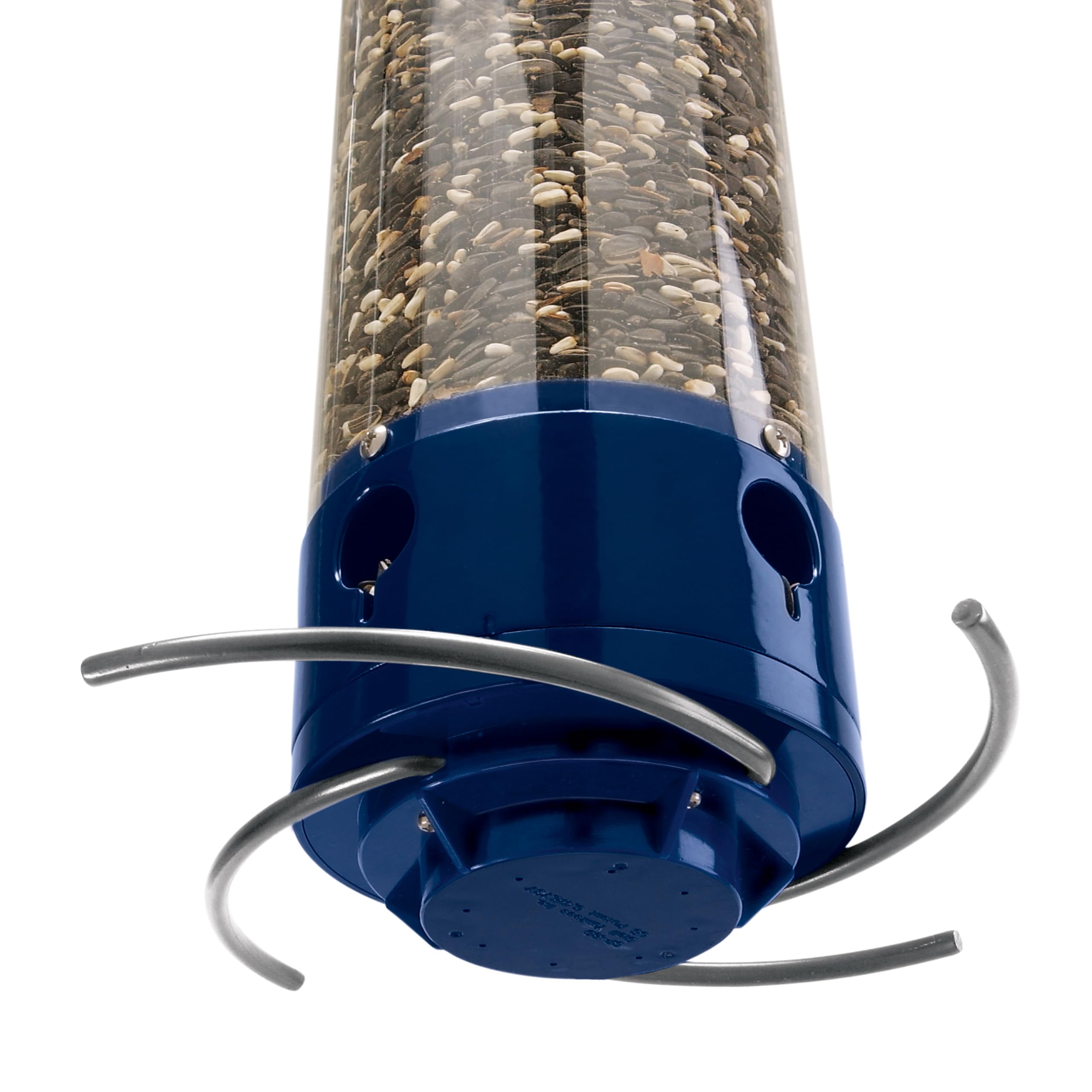 Droll Yankees Whipper Squirrel-Proof Bird Feeder - Collapsible Perches, 5lb Seed Capacity, Blue - Attract Wild Birds to Your Garden or Backyard