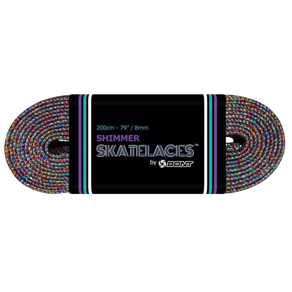 Bont Shimmer Waxed Lace - 8mm Unicorn Rainbow Shoelaces for Skates & Roller Derby - Perfect for Figure Skating, Roller Skating & Costume Accessories