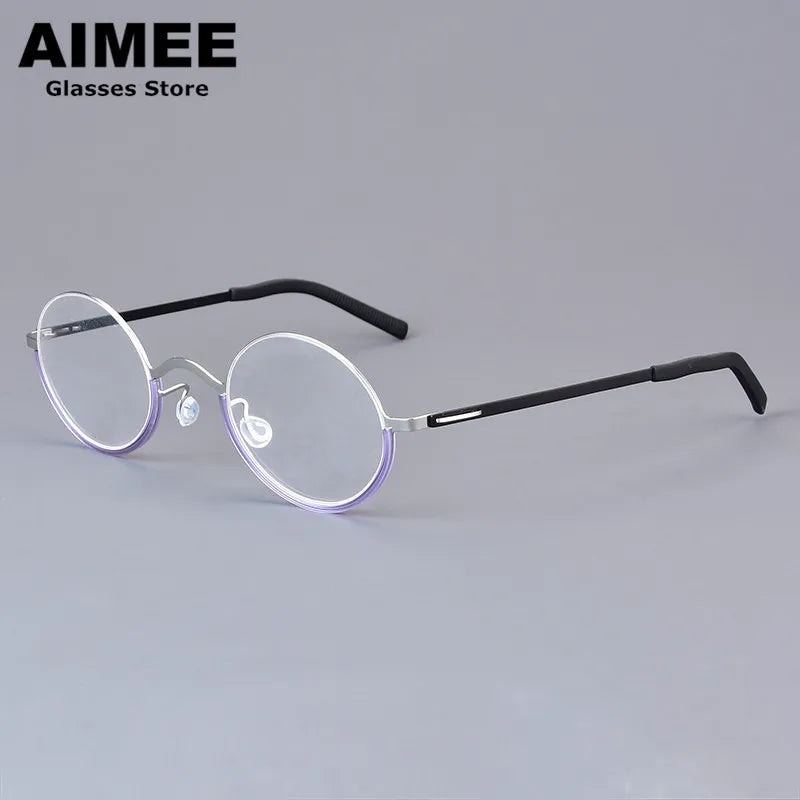 Aimee Women's Full Rim Oval Screwless Titanium Eyeglasses 198801 - Lightweight & Durable Eyewear for Work, Reading & Fashion