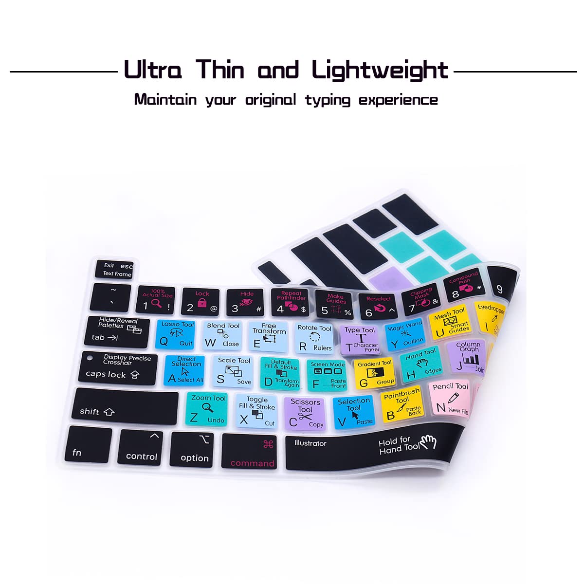 HRH Illustrator AI Shortcuts Silicone Keyboard Cover for MacBook Pro 13