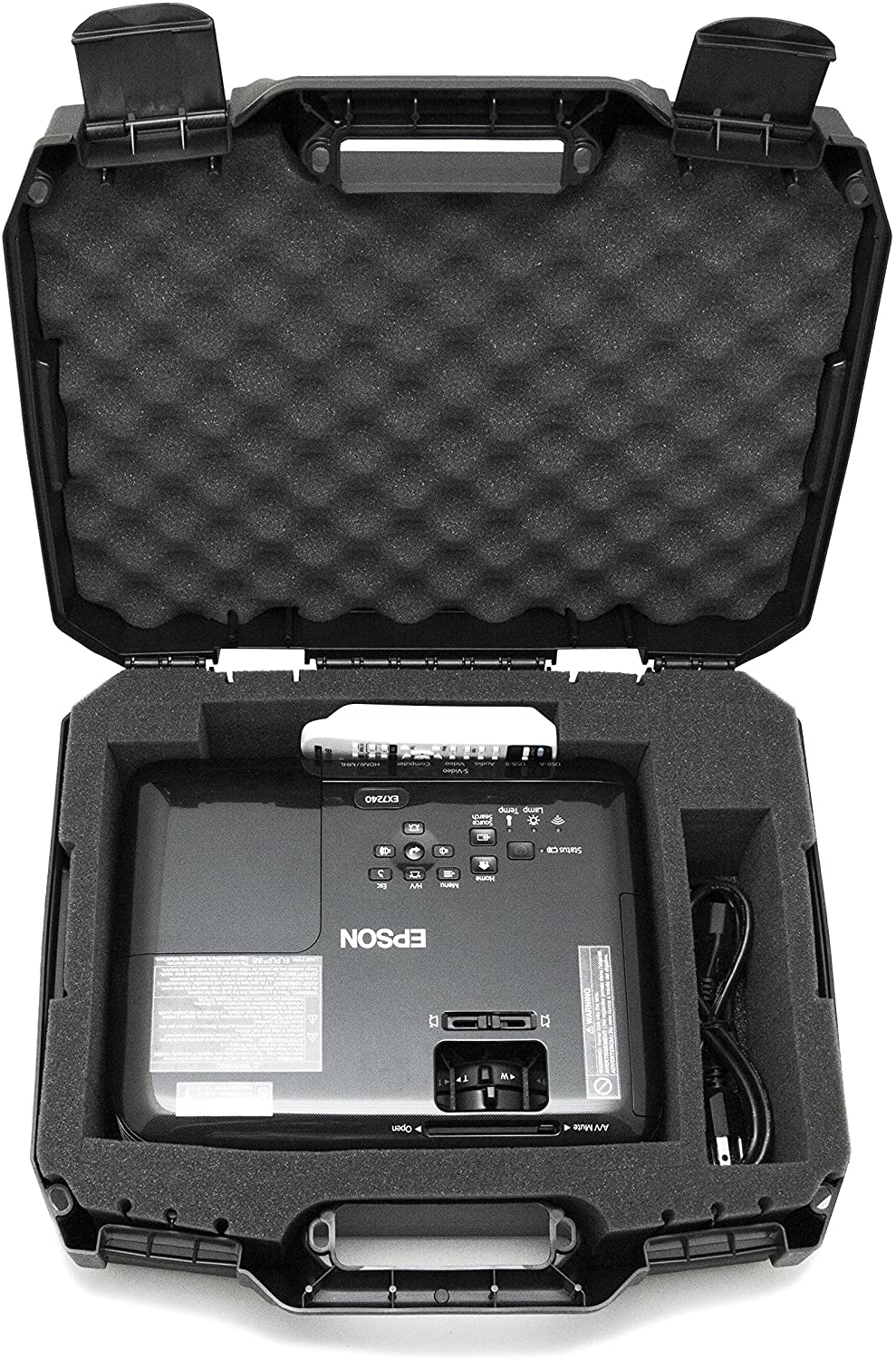 CASEMATIX Durable Projector Travel Case for Epson VS250 SVGA, VS350 XGA, VS355 WXGA Projectors - Includes HDMI Cable & Remote with Custom Foam - Perfect for Business Travel, Home Theater & School Presentations