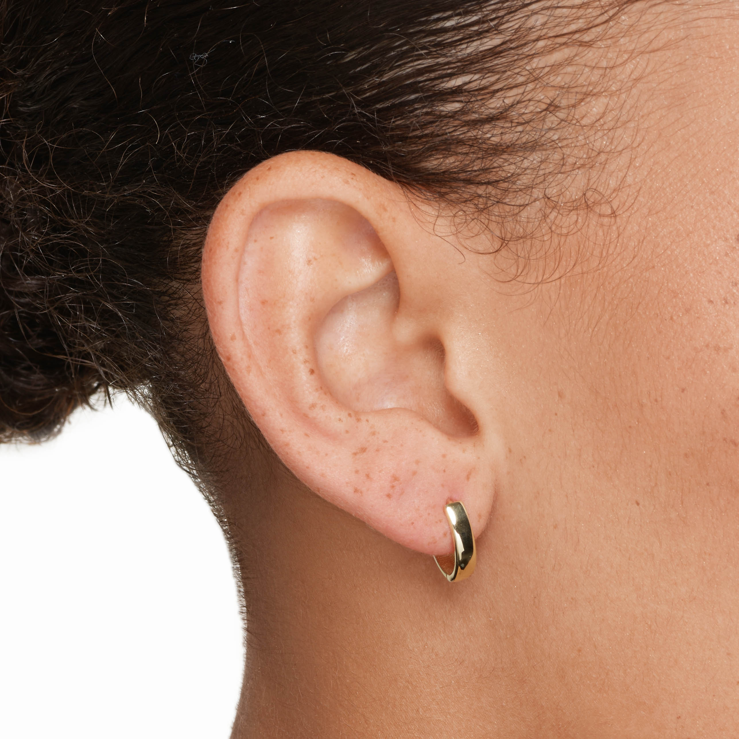 10k Gold Polished Huggie Earrings for Women - Elegant Everyday Hoop Earrings for Work, Date Night & Special Occasions