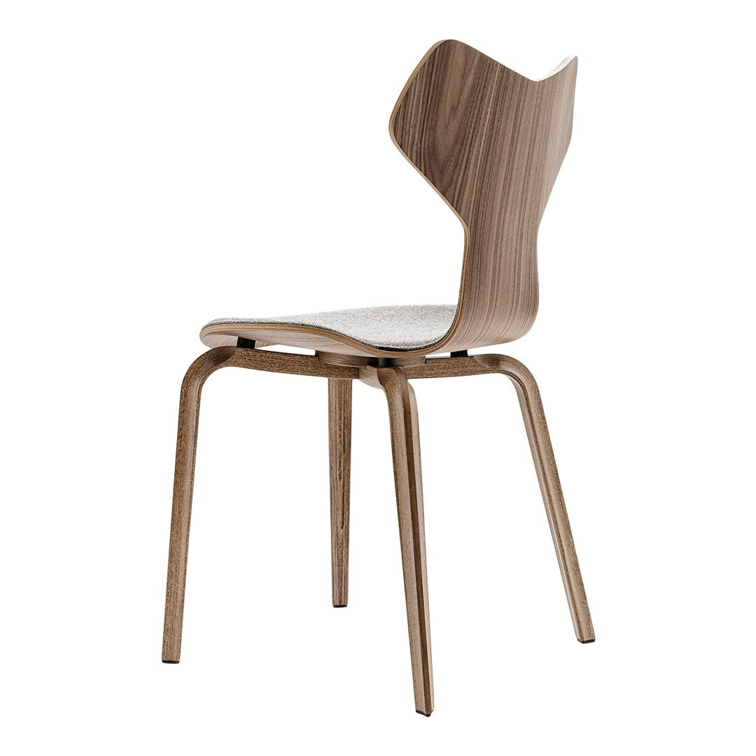 Grand Prix Chair 4130 - Clear Lacquered Wooden Frame with Front Upholstered Seat - Modern Dining Room & Office Conference Chair for Home & Commercial Use