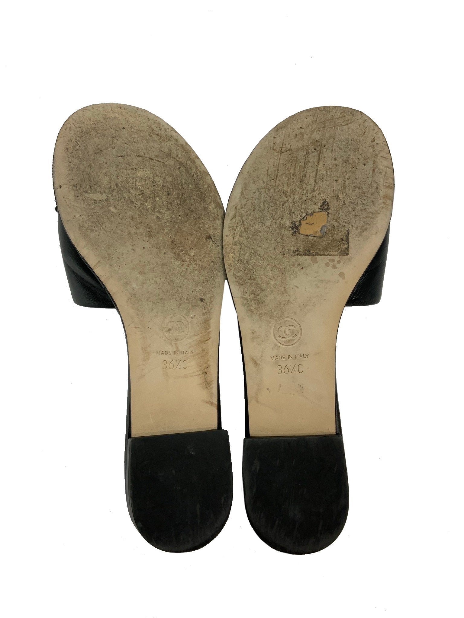 Chanel Lambskin Beaded CC Mules Sandals Size 6.5 - Women's Luxury Designer Shoes for Parties & Evening Events