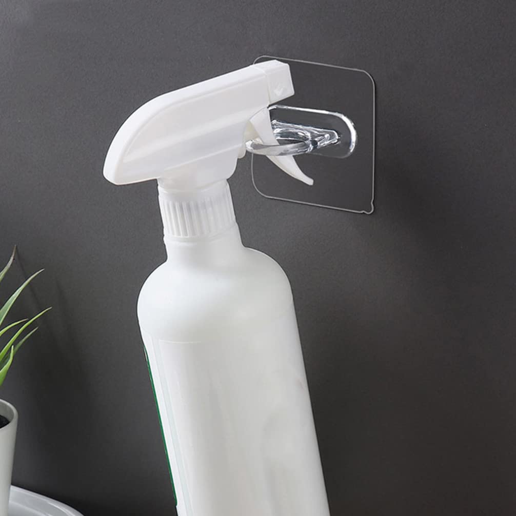 Operitacx 16pcs Wall Mounted Spray Bottle Hooks - Broom Holder, Kitchen Storage Hooks, Shampoo Bottle Organizer for Bathroom & Shower - Durable PP Plastic Hanging Rack for Cleaning Supplies & Liquid Containers - Perfect for Home, Kitchen, Bathroom Organization