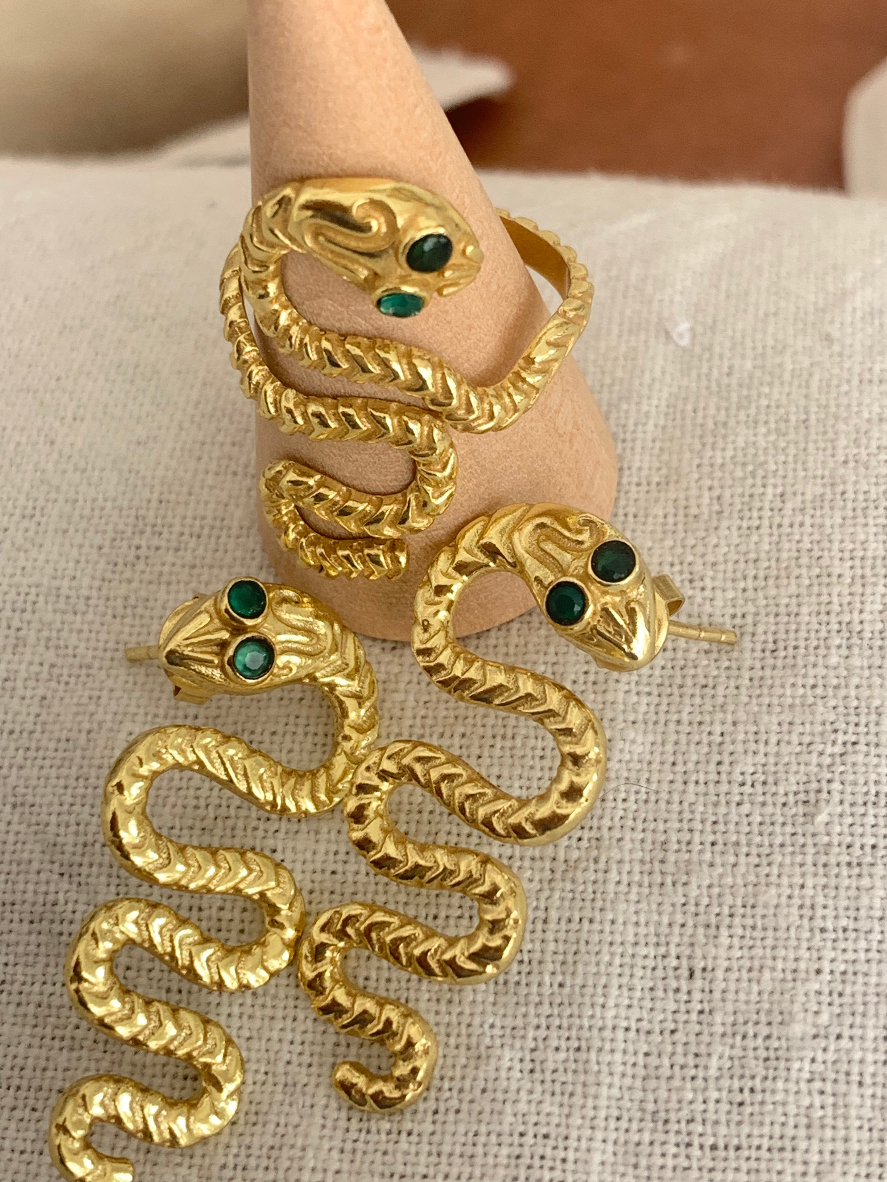 Exquisite Snake Gemstone Designer Earrings for Women – Handmade Jewelry for Party, Wedding & Boho Fashion
