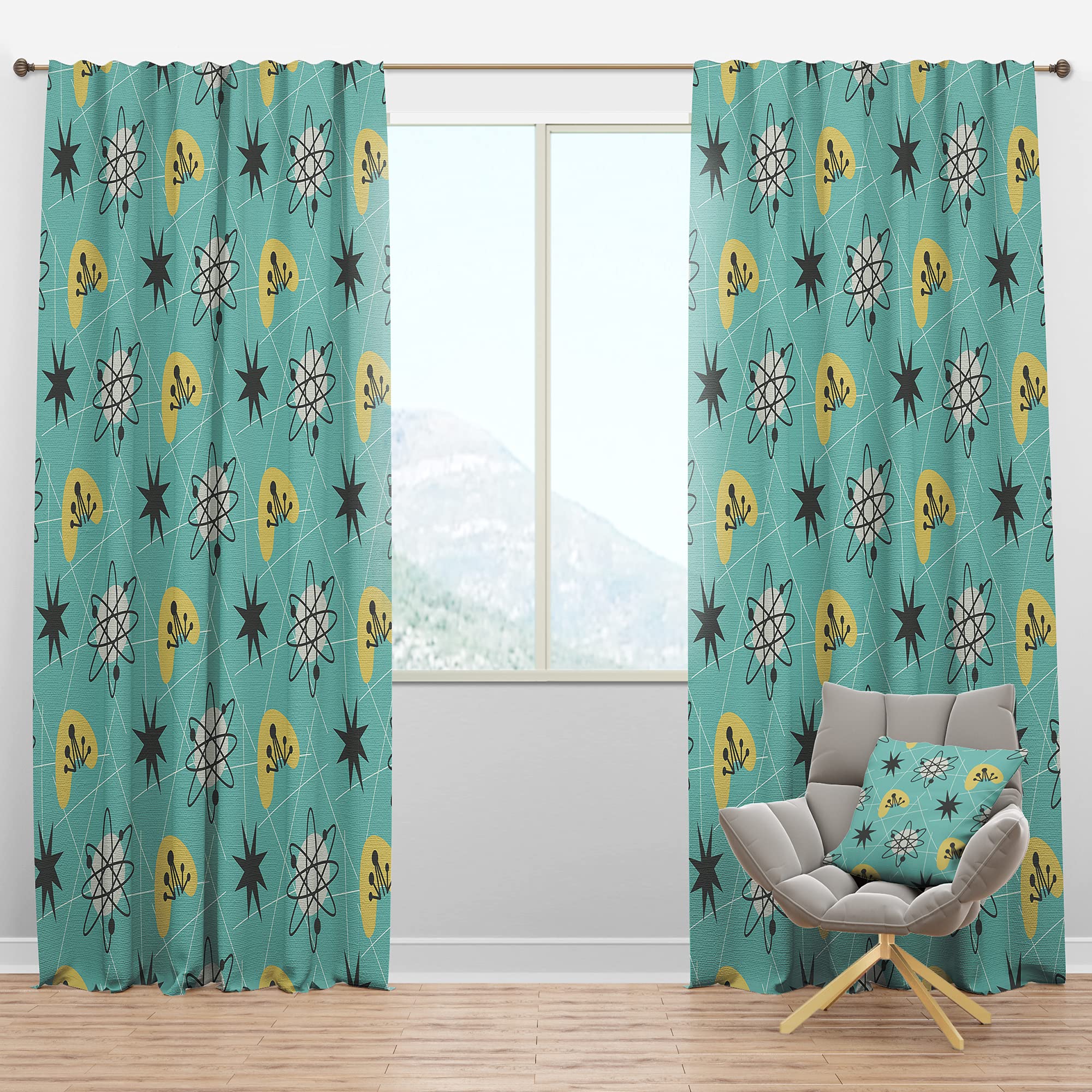 1950 Retro Pattern Blackout Curtains - Thermal Insulated Single Panel (52x63) for Bedroom & Living Room - Perfect for Light Blocking, Privacy & Energy Efficiency