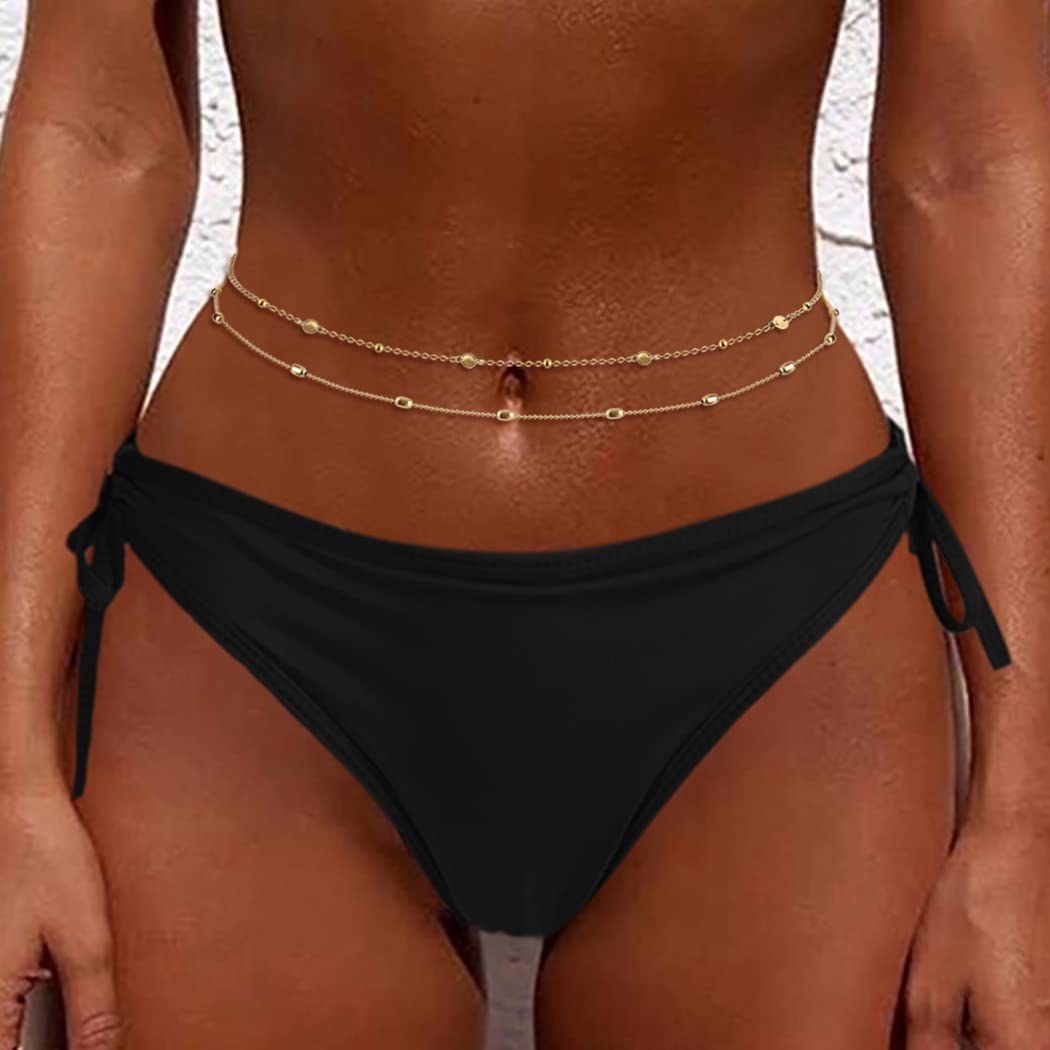 18K Gold Plated Waist Chain for Women | Adjustable Body Jewelry | Stainless Steel Bikini Belly Chain | Summer Beach Layered Accessories | Perfect for Pool Parties, Vacations and Festival Outfits