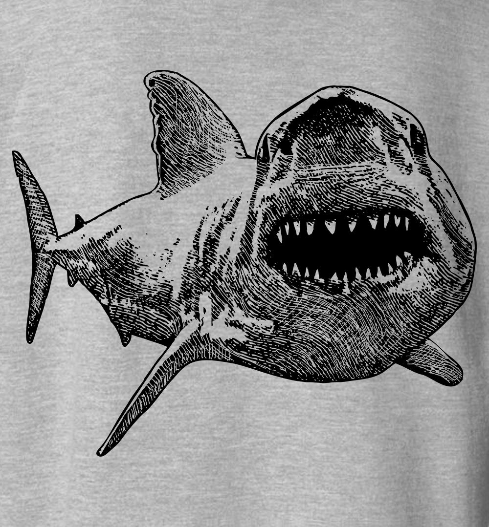 New York Fashion Police Great White Shark Hoodie with Teeth Attack Jaw Design - Unisex Men & Women's Streetwear for Casual Outfits, Halloween Costumes, and Shark Week Apparel