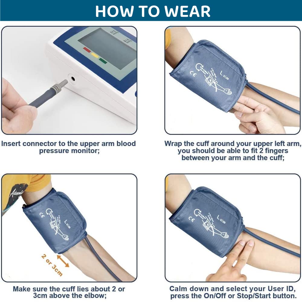 LUKELI Large Arm Cuff for Automatic & Digital Blood Pressure Monitor (22-48cm) - Comfortable & Accurate BP Measurement for Adults & Seniors - Perfect for Home Use, Clinics, and Elderly Care