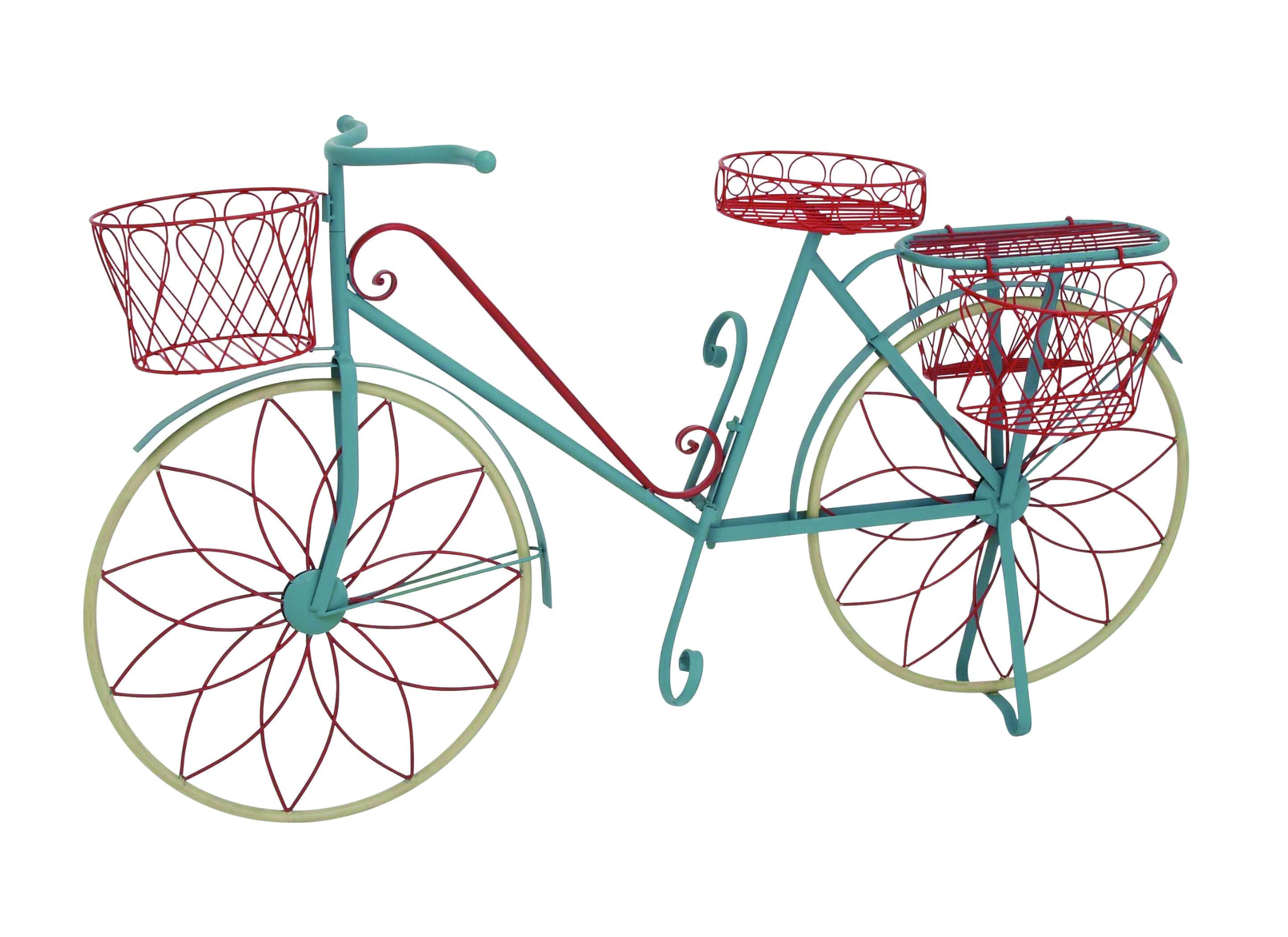 Deco 79 Blue Metal Bike Indoor Outdoor Plant Stand - 54
